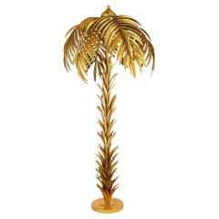 Large French Brass Palm Tree Floor Lamp, Style of Maison Jansen