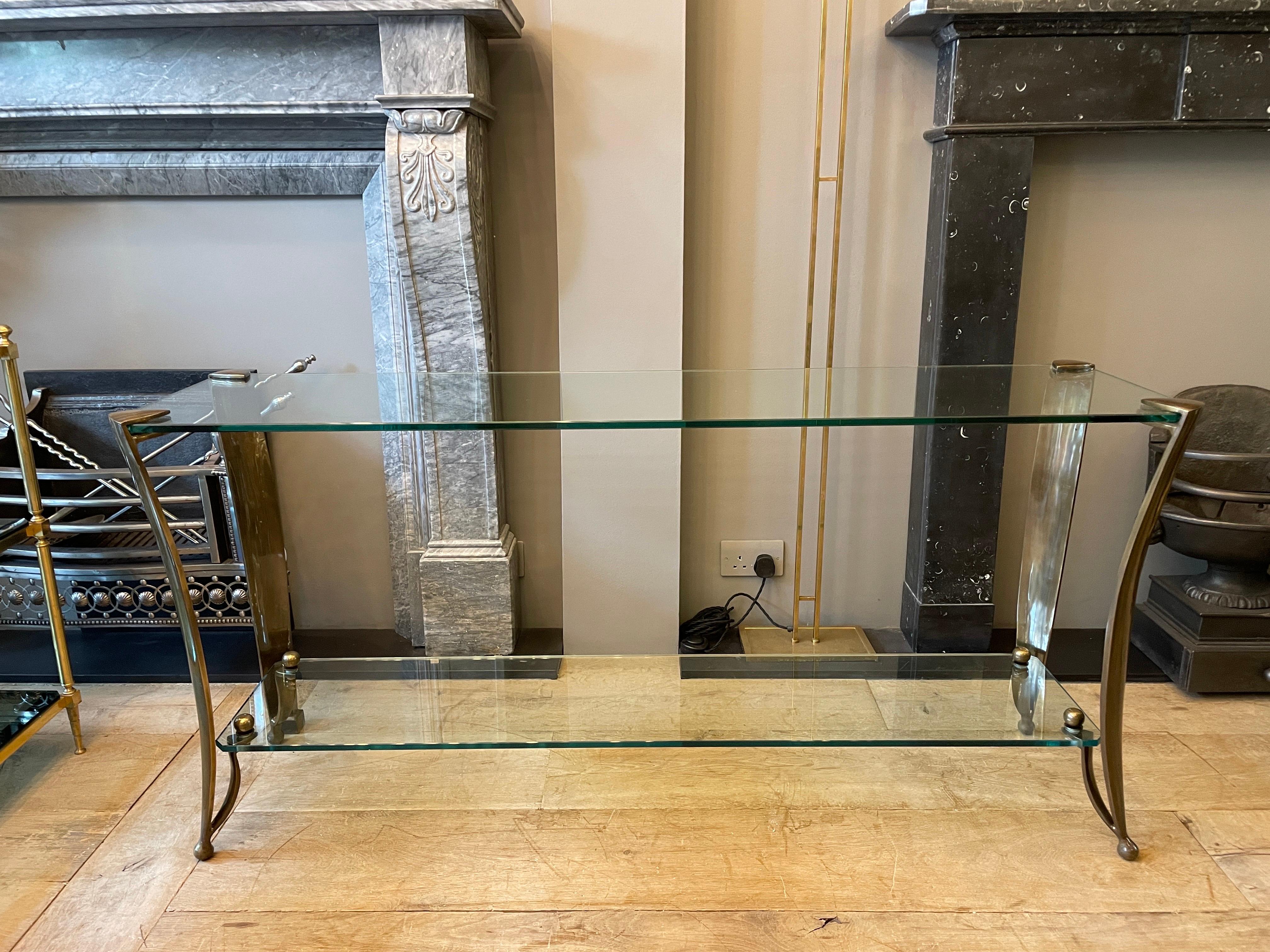 Large French Bronze and Glass Console Table In Good Condition In London, GB