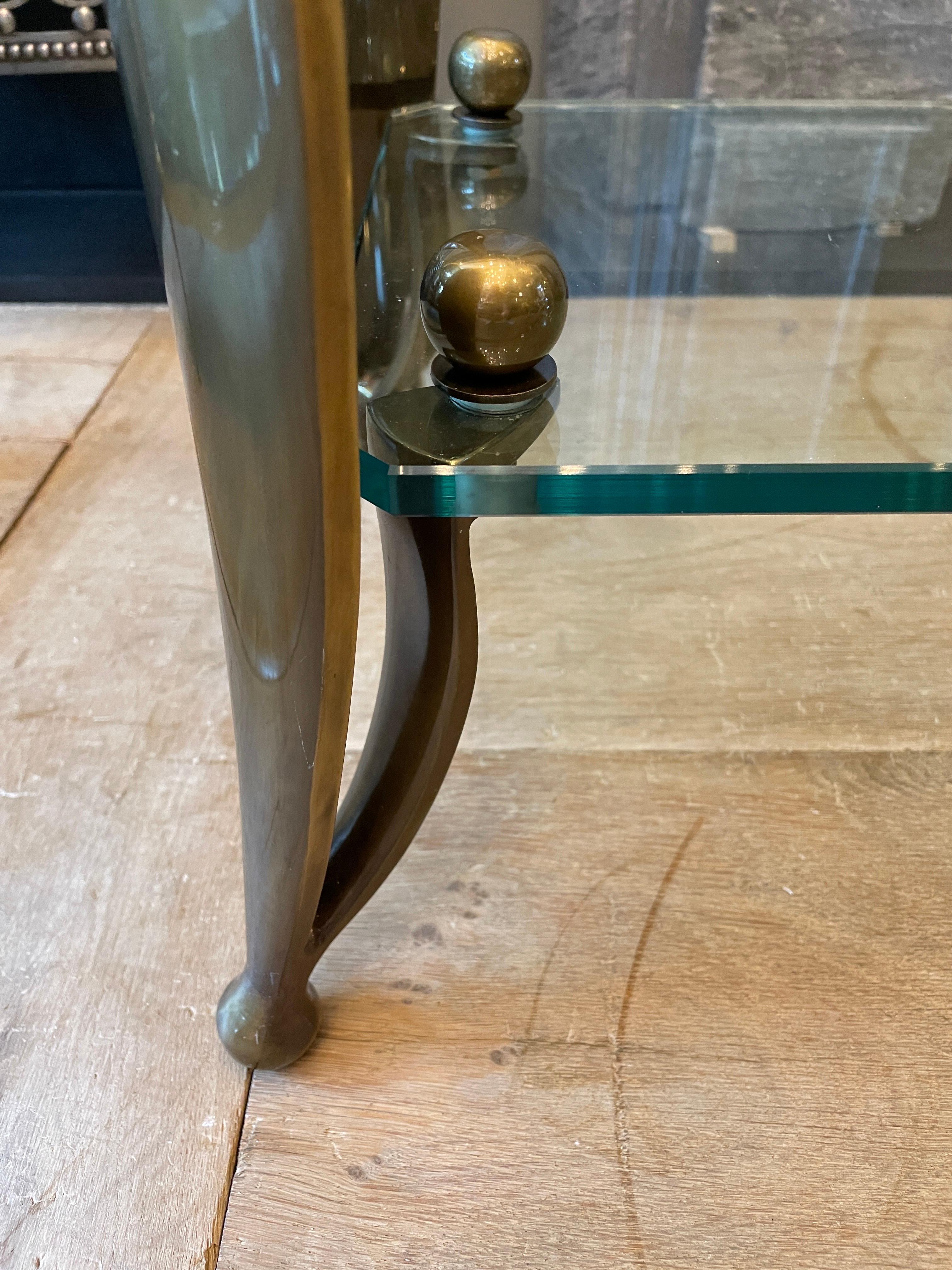 Large French Bronze and Glass Console Table 1