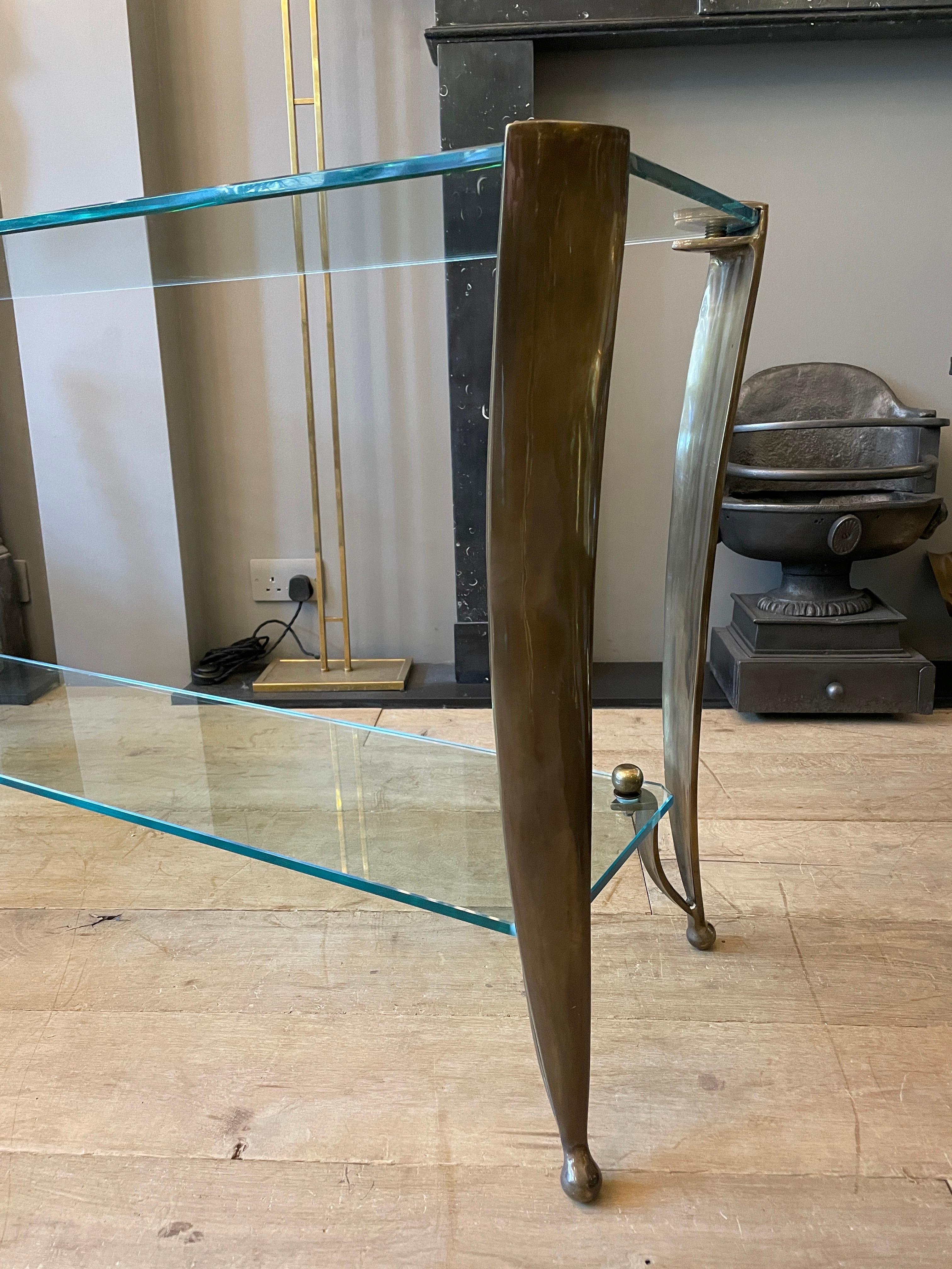 Large French Bronze and Glass Console Table 5