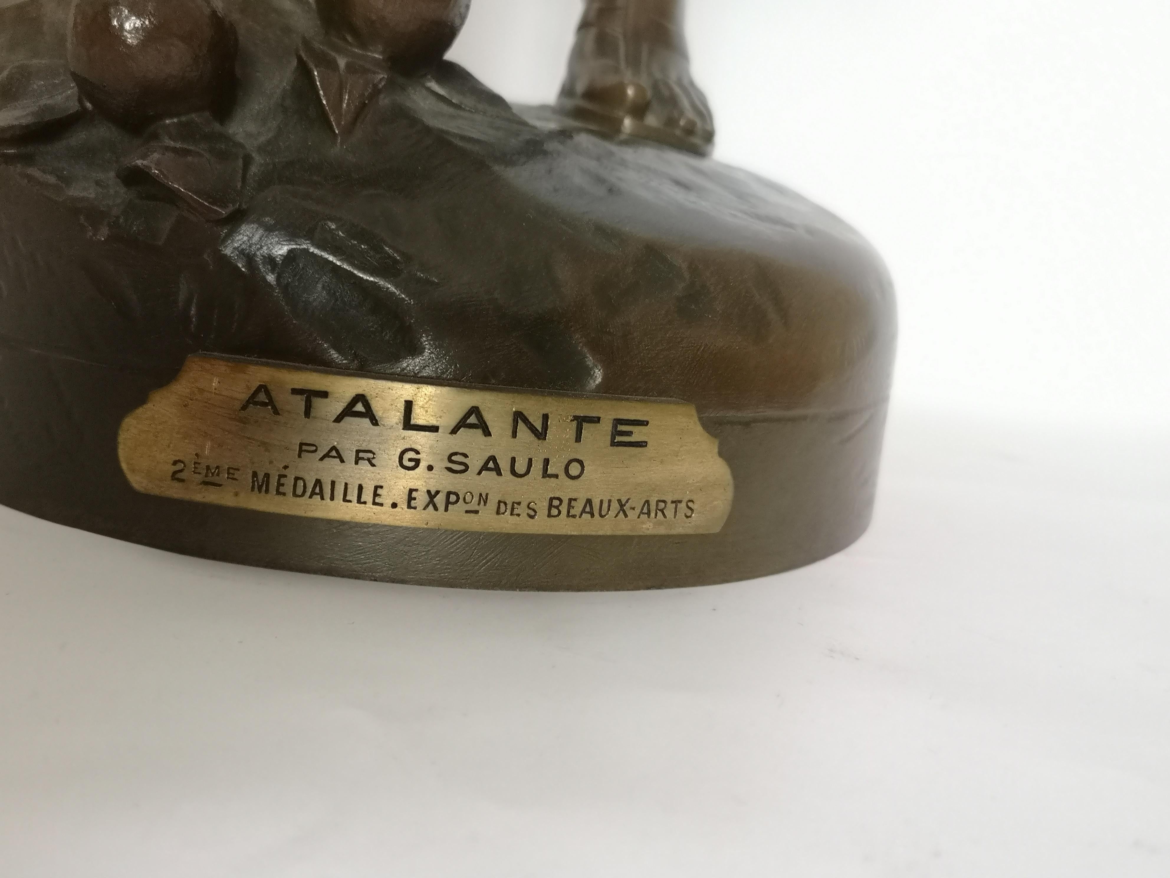 Large French Bronze of Atalante by George Saulo For Sale 7