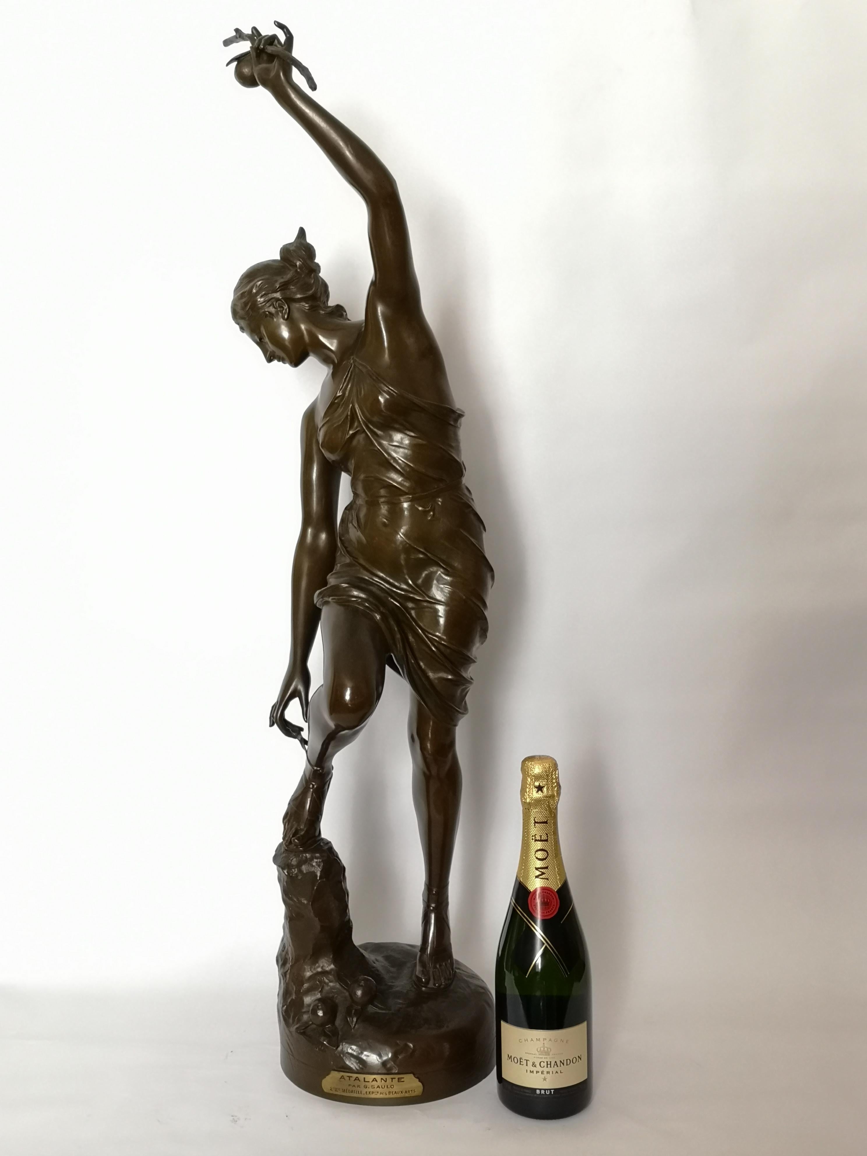 Large French Bronze of Atalante by George Saulo For Sale 4