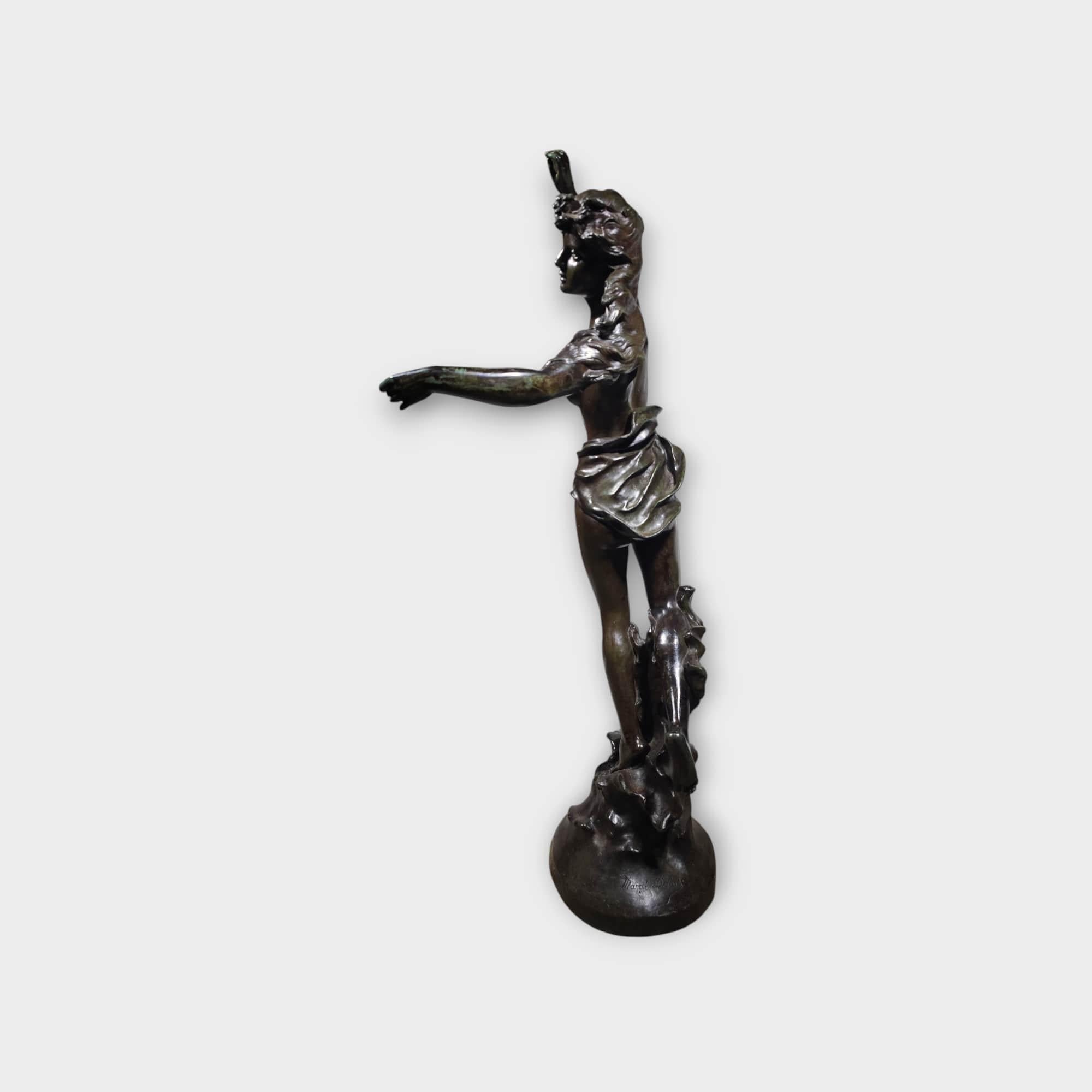 Una grande scultura francese in bronzo raffigurante una donna nuda , Marcel Debut 108 CM in vendita 7