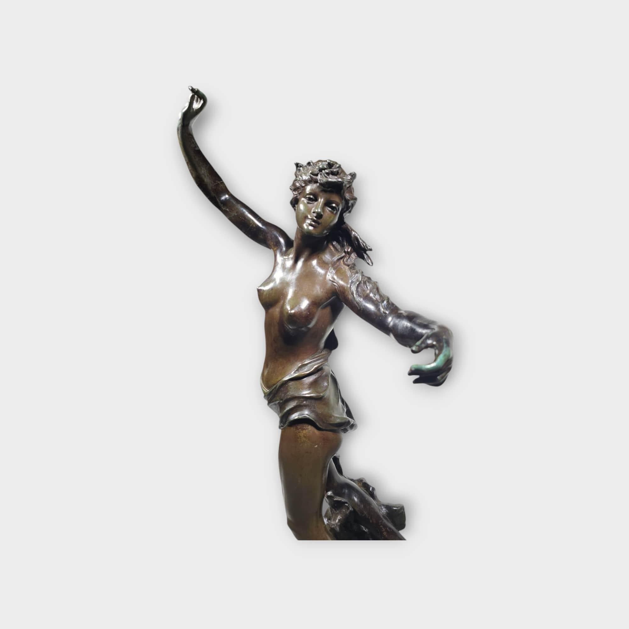 Fine XIX secolo Una grande scultura francese in bronzo raffigurante una donna nuda , Marcel Debut 108 CM in vendita