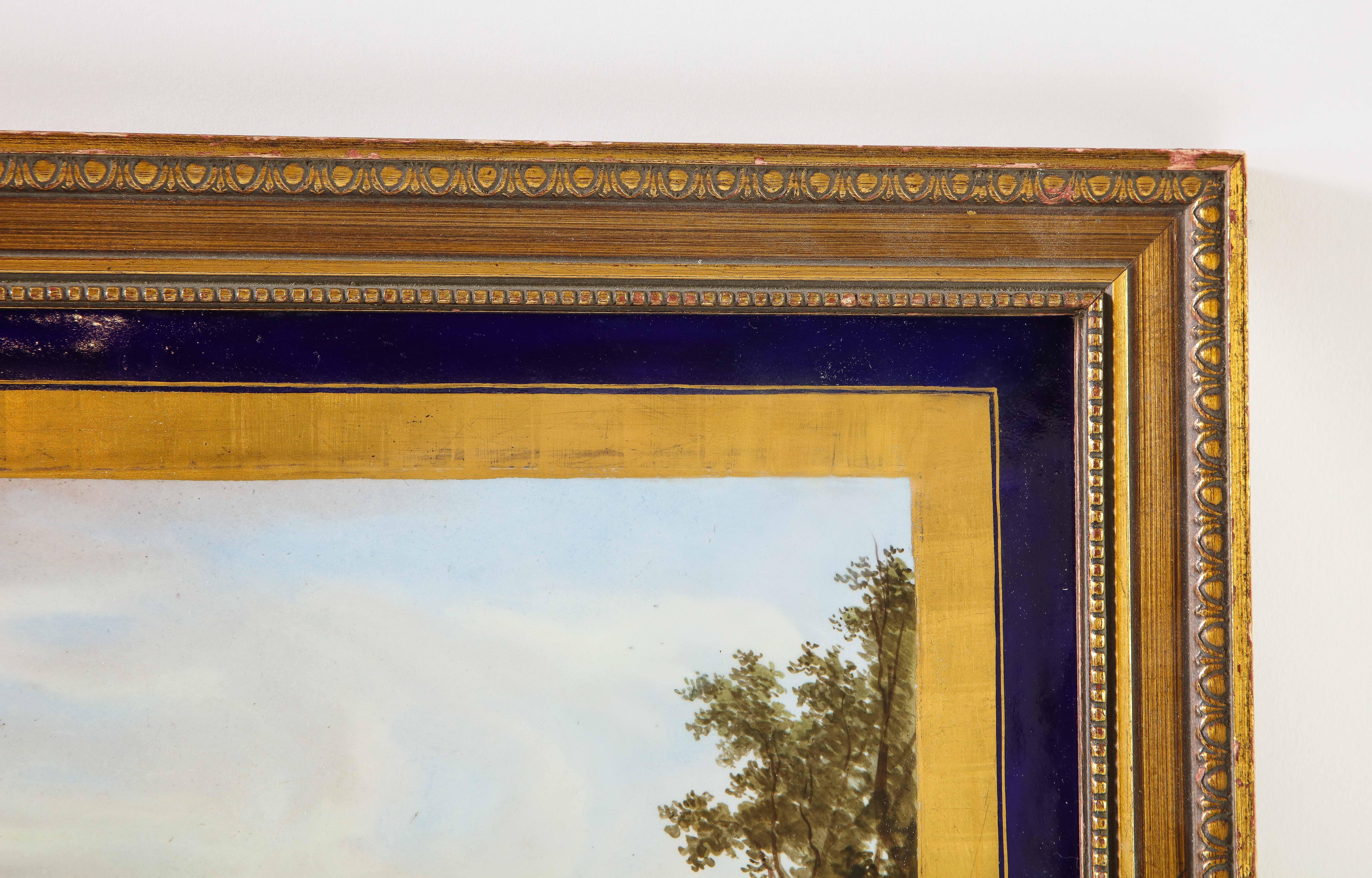 Large French Cobalt Blue Sèvres Porcelain Rectangular Plaque by Maglin 8