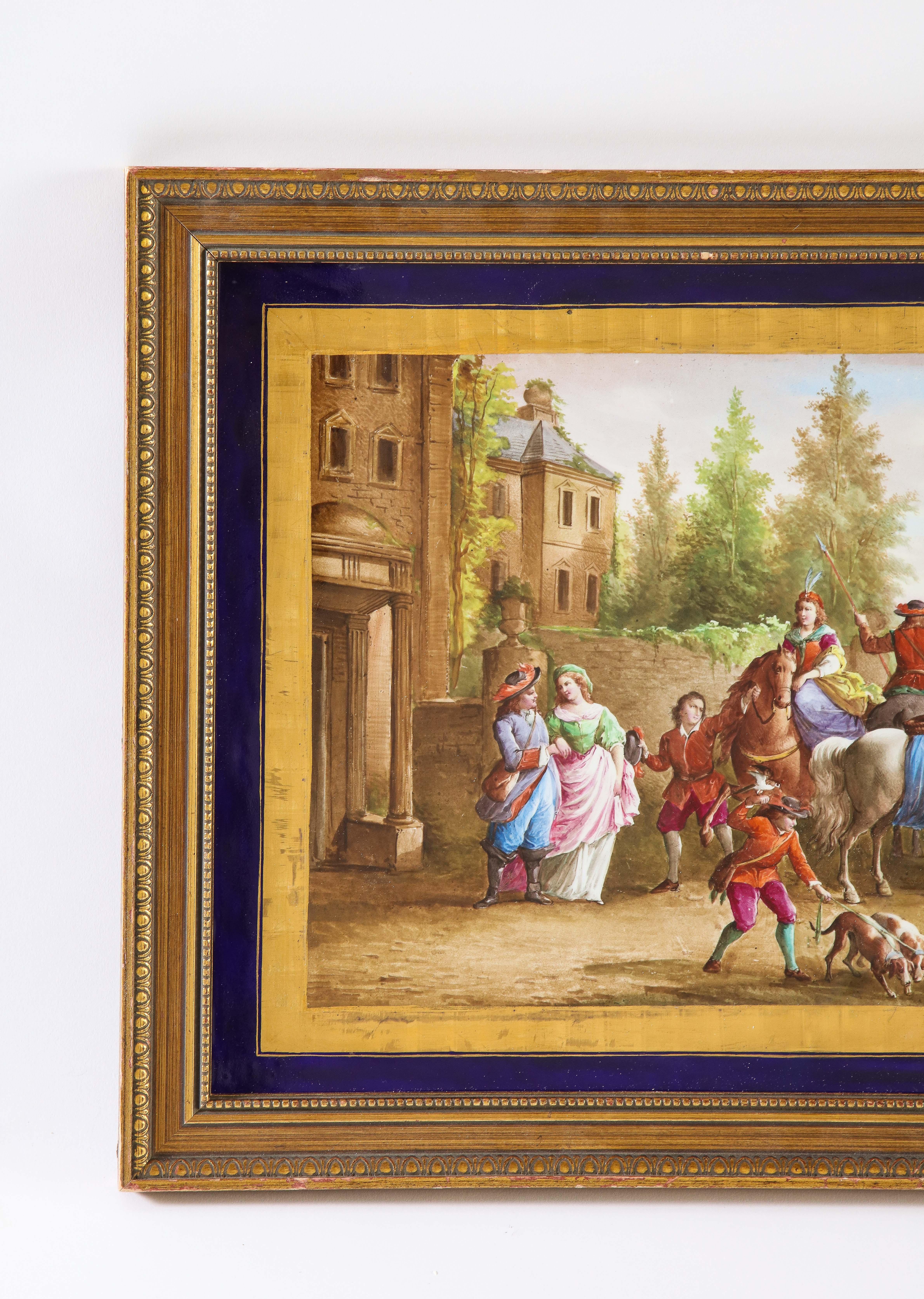 Napoleon III Large French Cobalt Blue Sèvres Porcelain Rectangular Plaque by Maglin
