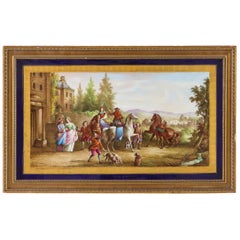 Large French Cobalt Blue Sèvres Porcelain Rectangular Plaque by Maglin