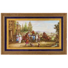 Grande plaque rectangulaire française en porcelaine de Sèvres bleu cobalt par Maglin