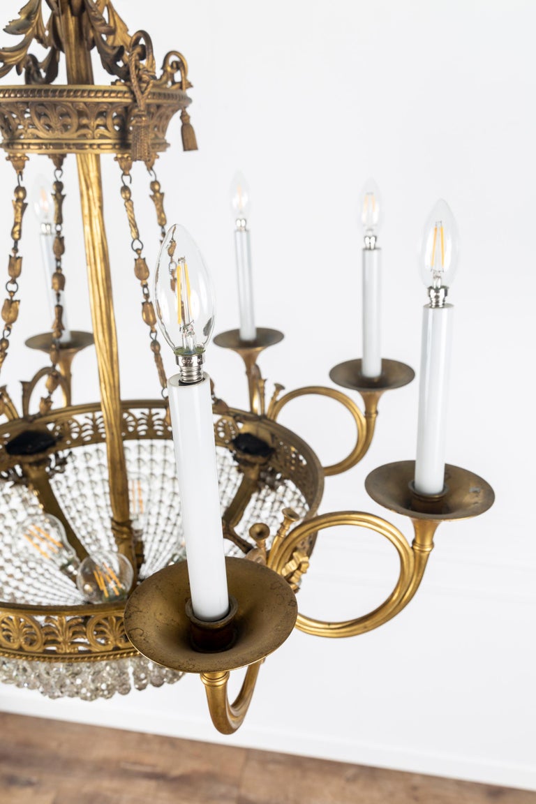 Large French Directoire Period Bronze and Crystal Twelve Light ...