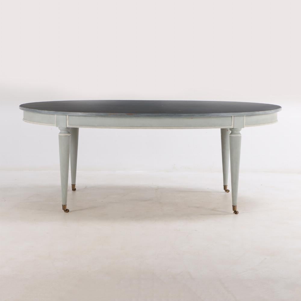 Carved A large French Directoire style painted dining table, C. 1940. For Sale