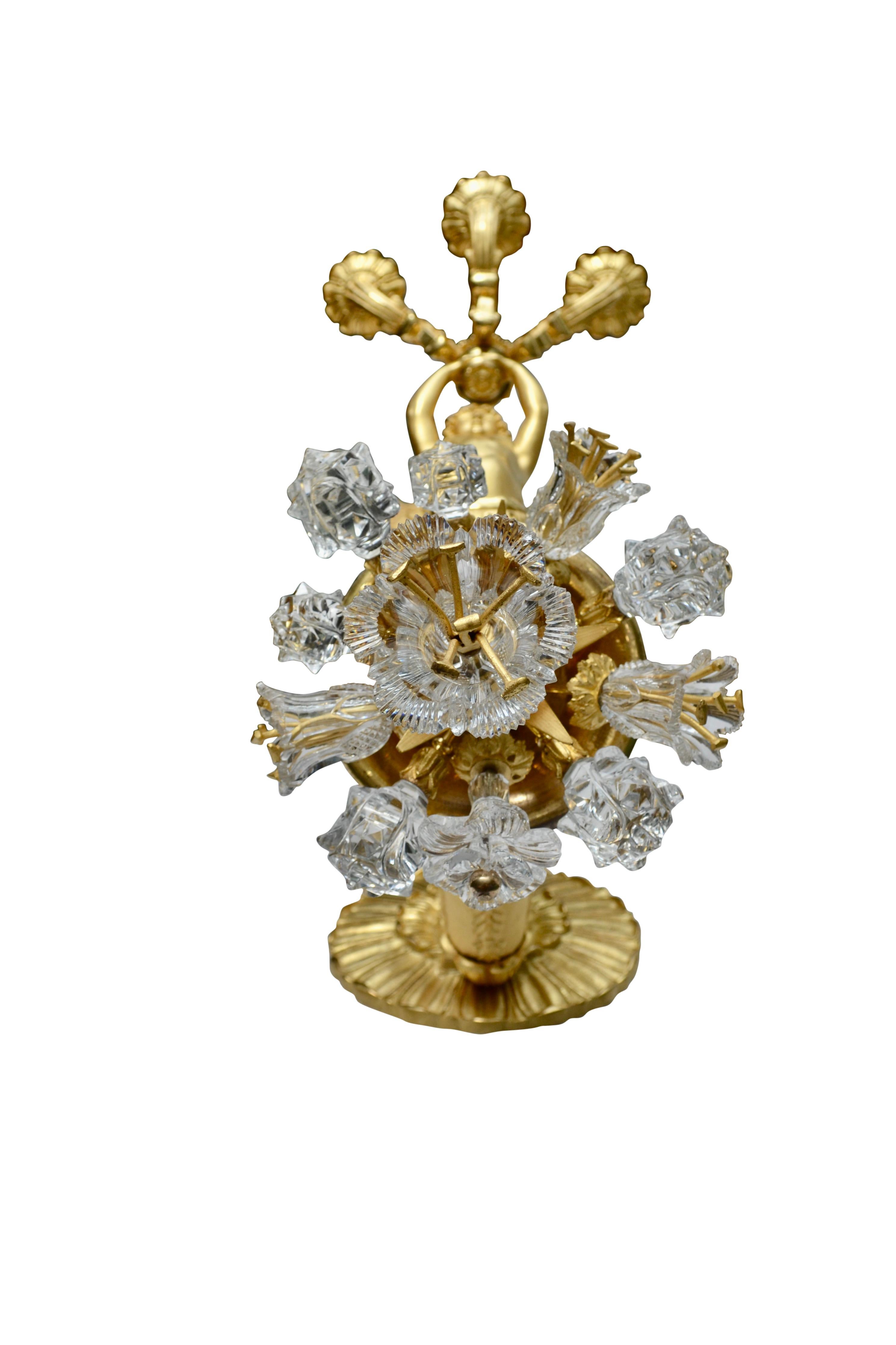 Large French Empire Gilt Bronze and Crystal Sconce Attributed to Thomire For Sale 8