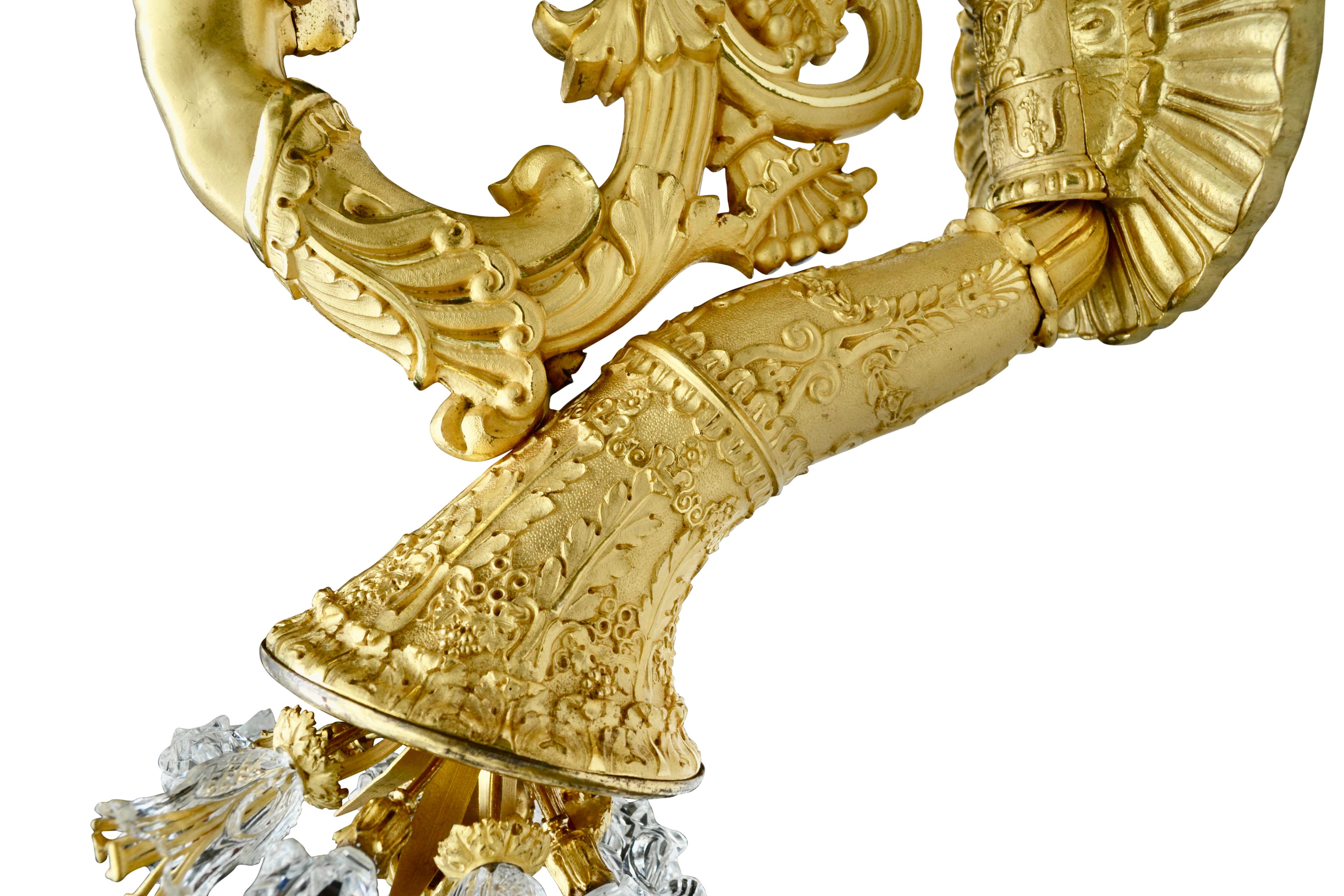 Large French Empire Gilt Bronze and Crystal Sconce Attributed to Thomire For Sale 5