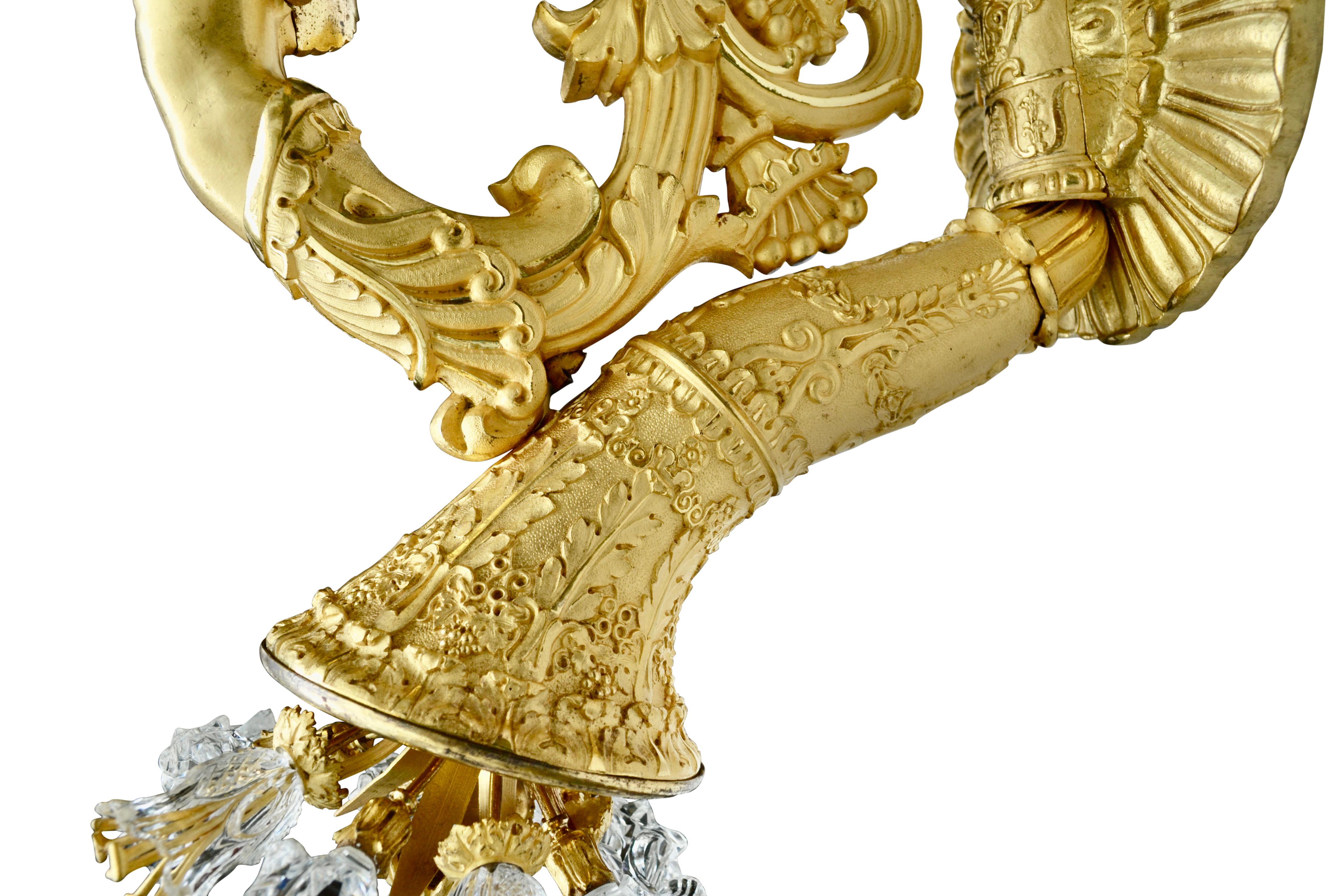 Large French Empire Gilt Bronze and Crystal Sconce Attributed to Thomire For Sale 5
