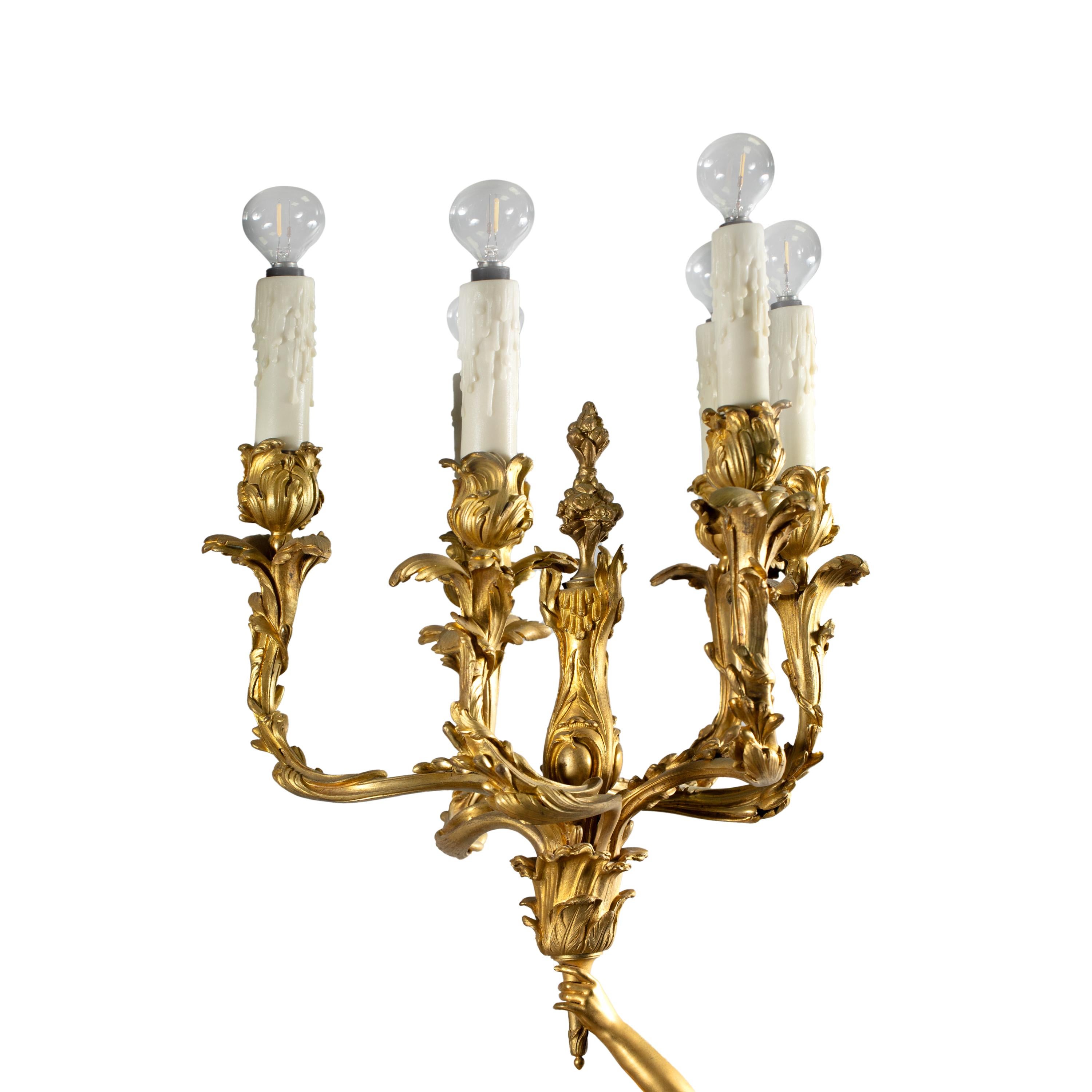 A Large French Gilt-Bronze Centerpiece Candelabra After Clodion, 19th Century For Sale 2