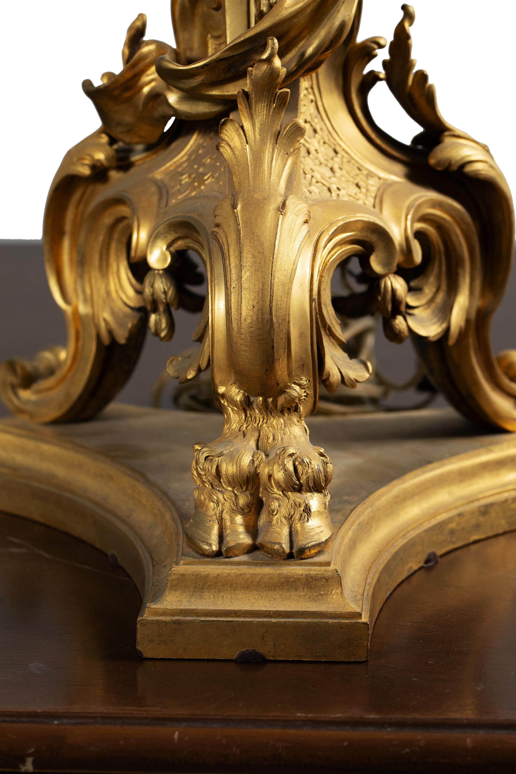 A Large French Gilt-Bronze Centerpiece Candelabra After Clodion, 19th Century For Sale 4