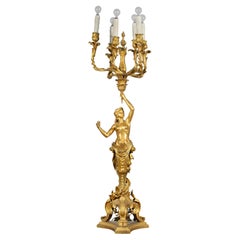 Antique A Large French Gilt-Bronze Centerpiece Candelabra After Clodion, 19th Century