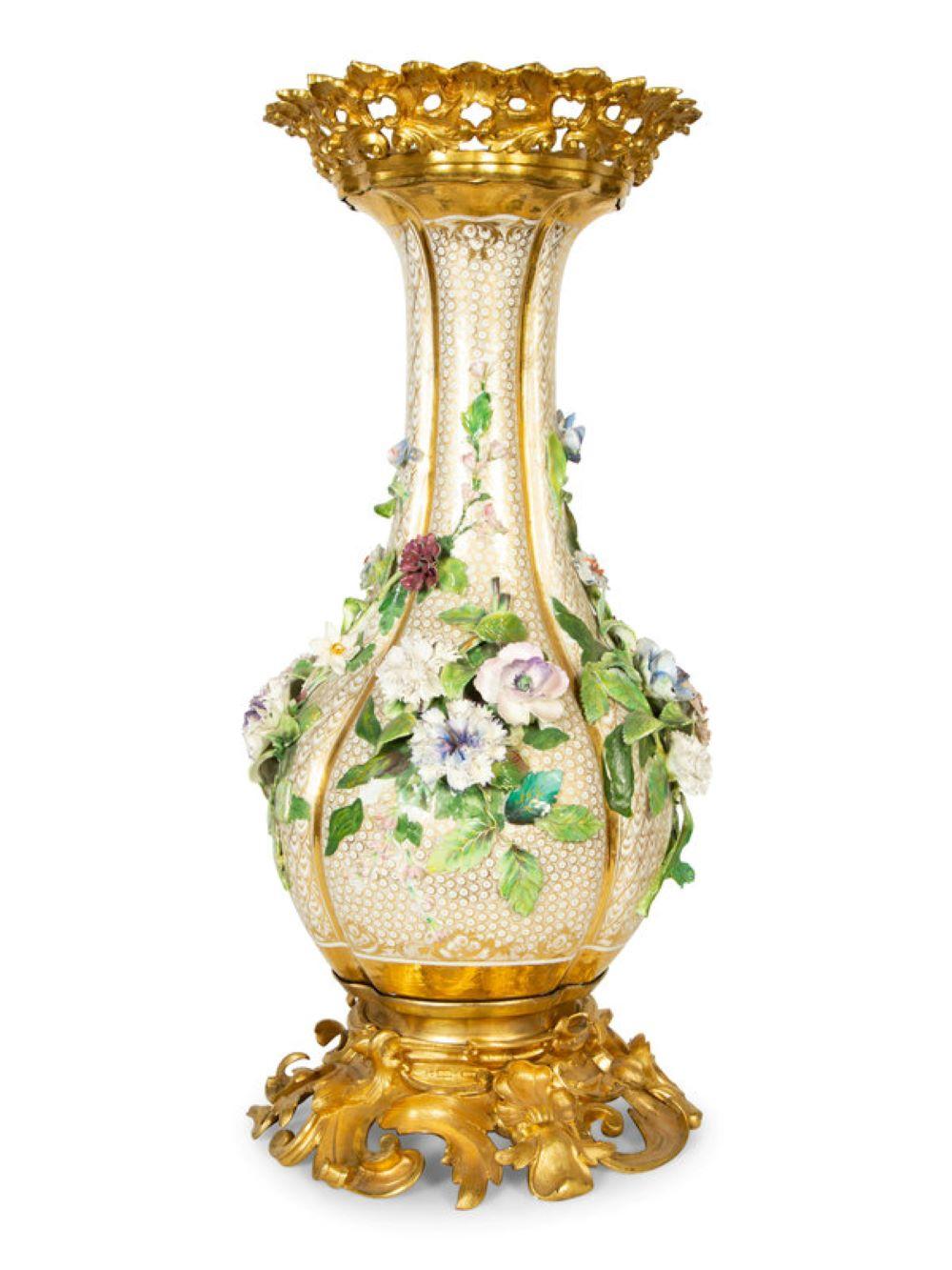 Large French Gilt Bronze Mounted Porcelain Vase For Sale 2