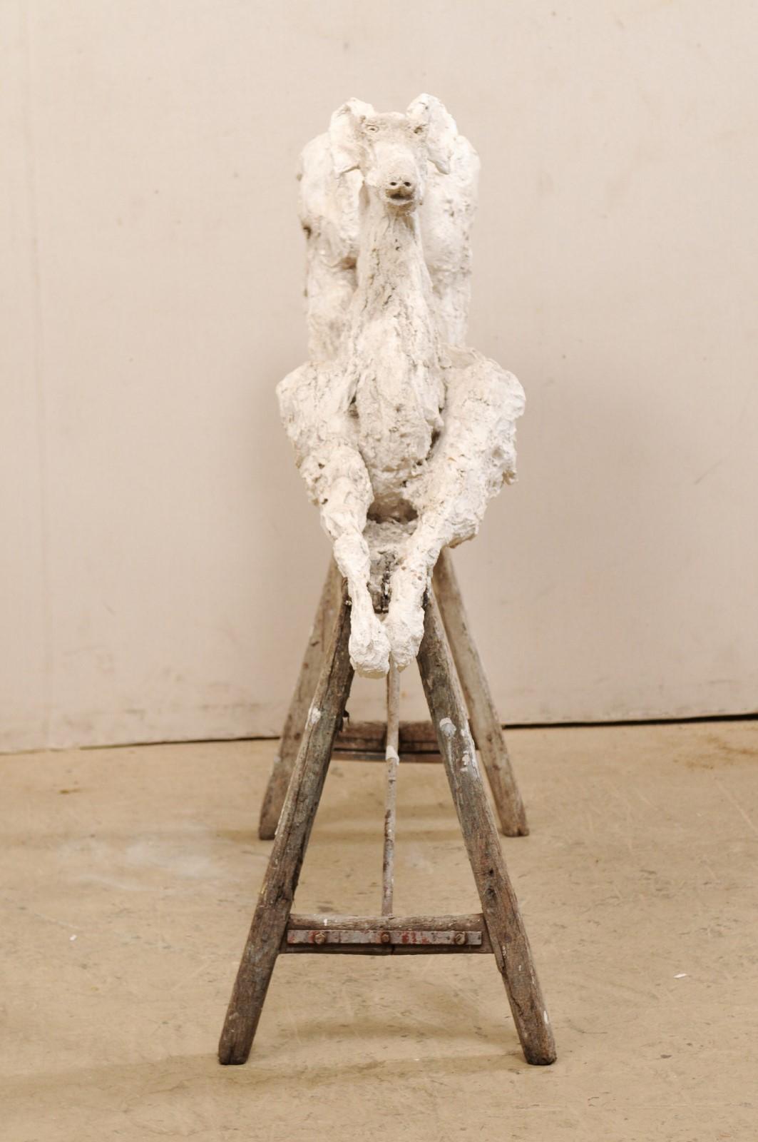 Large French Greyhound Sculpture Poised on Sawhorse Leg Base 5