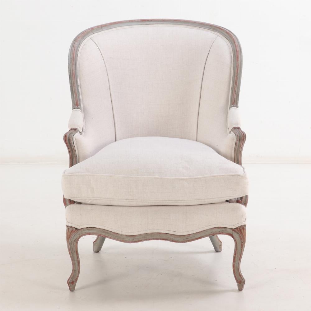Gran bergere francés pintado estilo Luis XV, c. 1900 siglo XX en venta