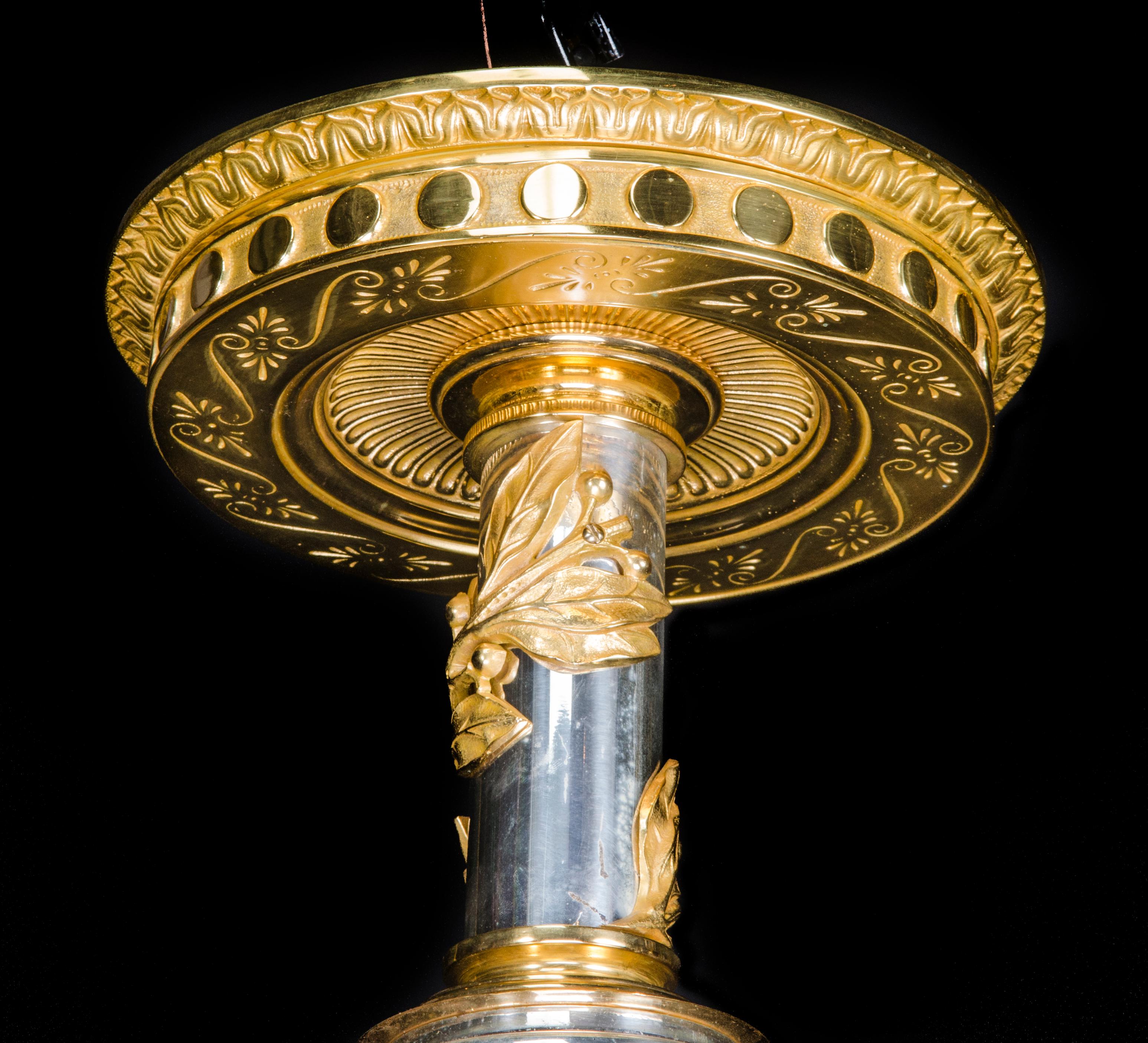  Großer französischer neugriechischer vergoldeter und silberner Bronze-Kronleuchter von F. Barbedienne im Angebot 6