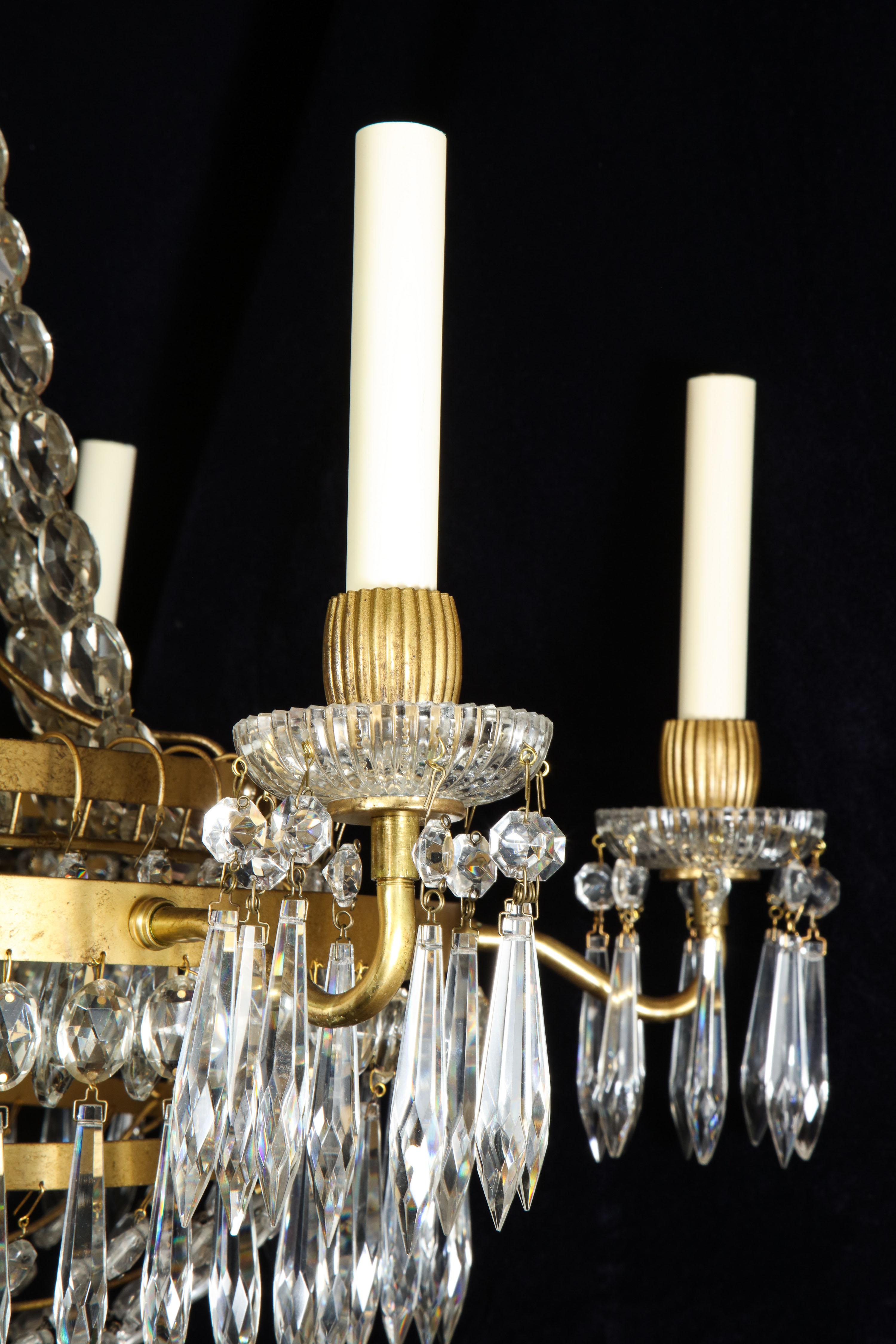 A Large French Neoclassical Style Gilt Bronze and Crystal Chandelier For Sale 5