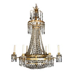 Vintage A Large French Neoclassical Style Gilt Bronze and Crystal Chandelier