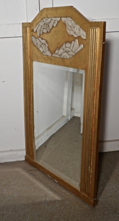 Large French Odeon Style Art Deco Gilt Wall Mirror