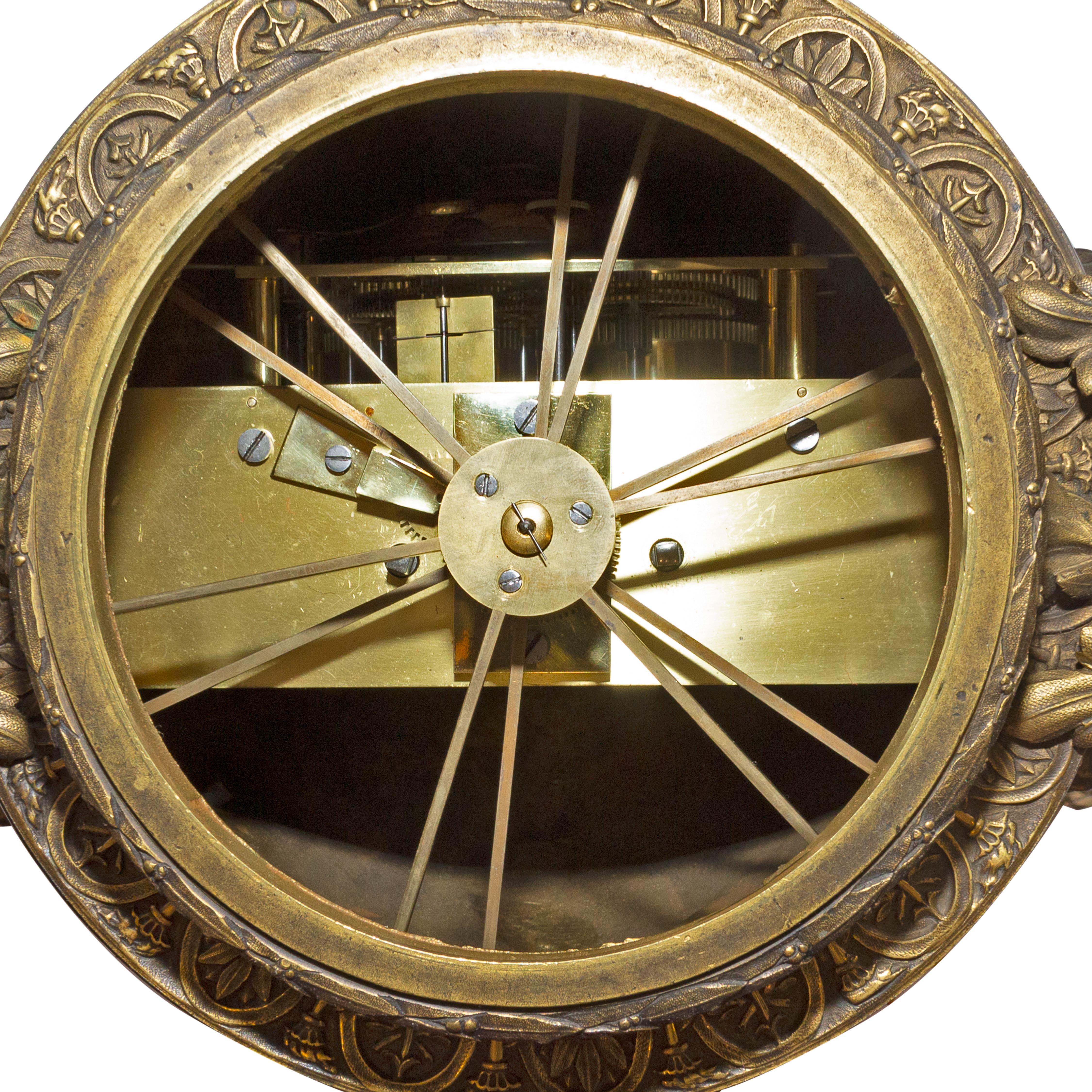 Large French Ormolu Rotary Clock After a Model by Jean-Francois Forty In Good Condition In New York, NY