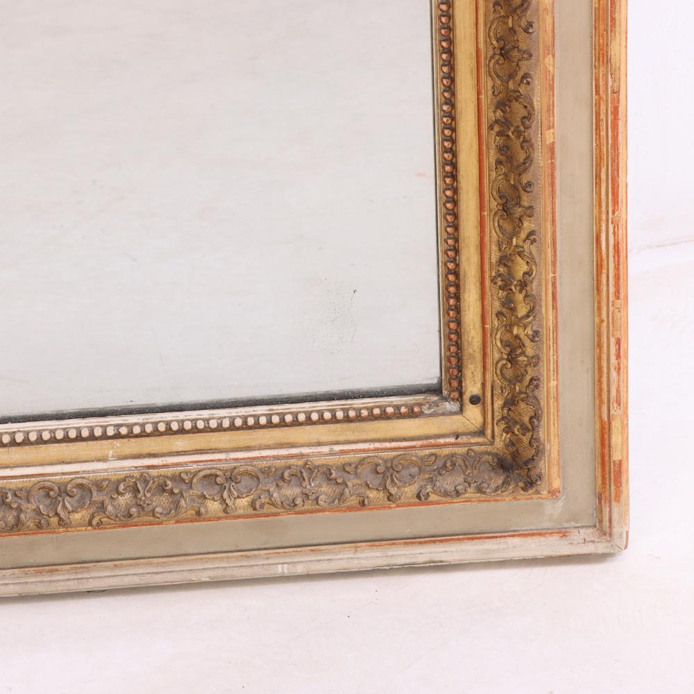 Dorato Grande specchio francese dipinto e dorato, C.C. 1880. in vendita
