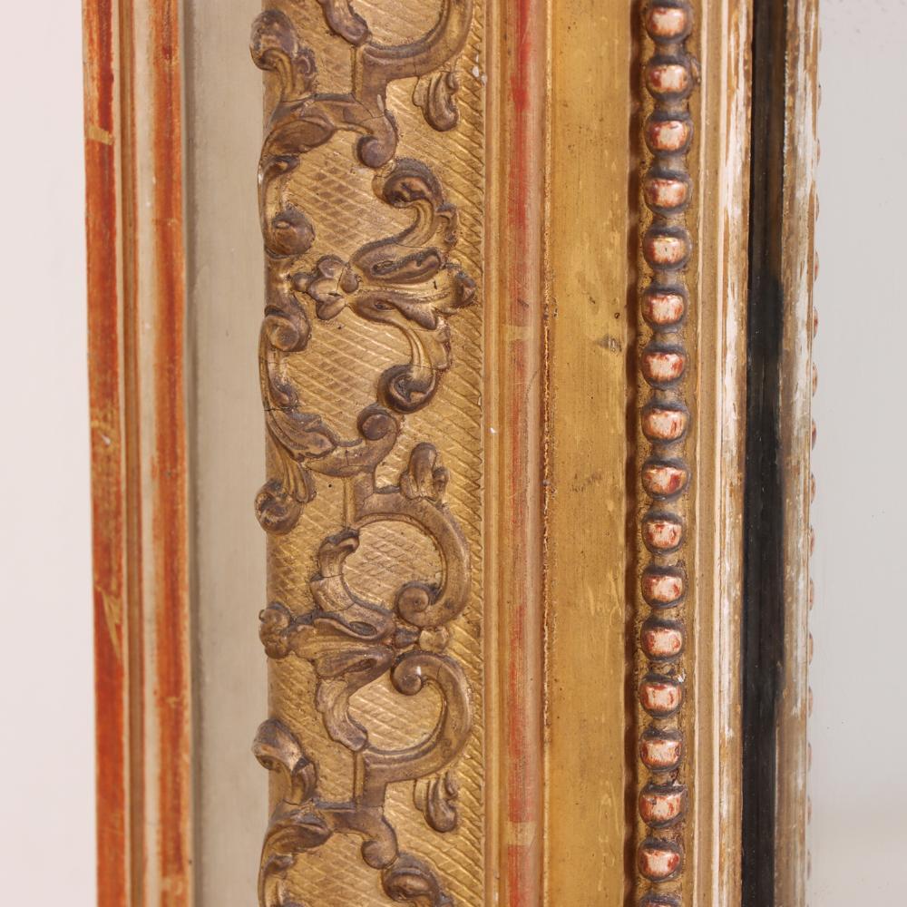Grande specchio francese dipinto e dorato, C.C. 1880. In condizioni buone in vendita a Philadelphia, PA