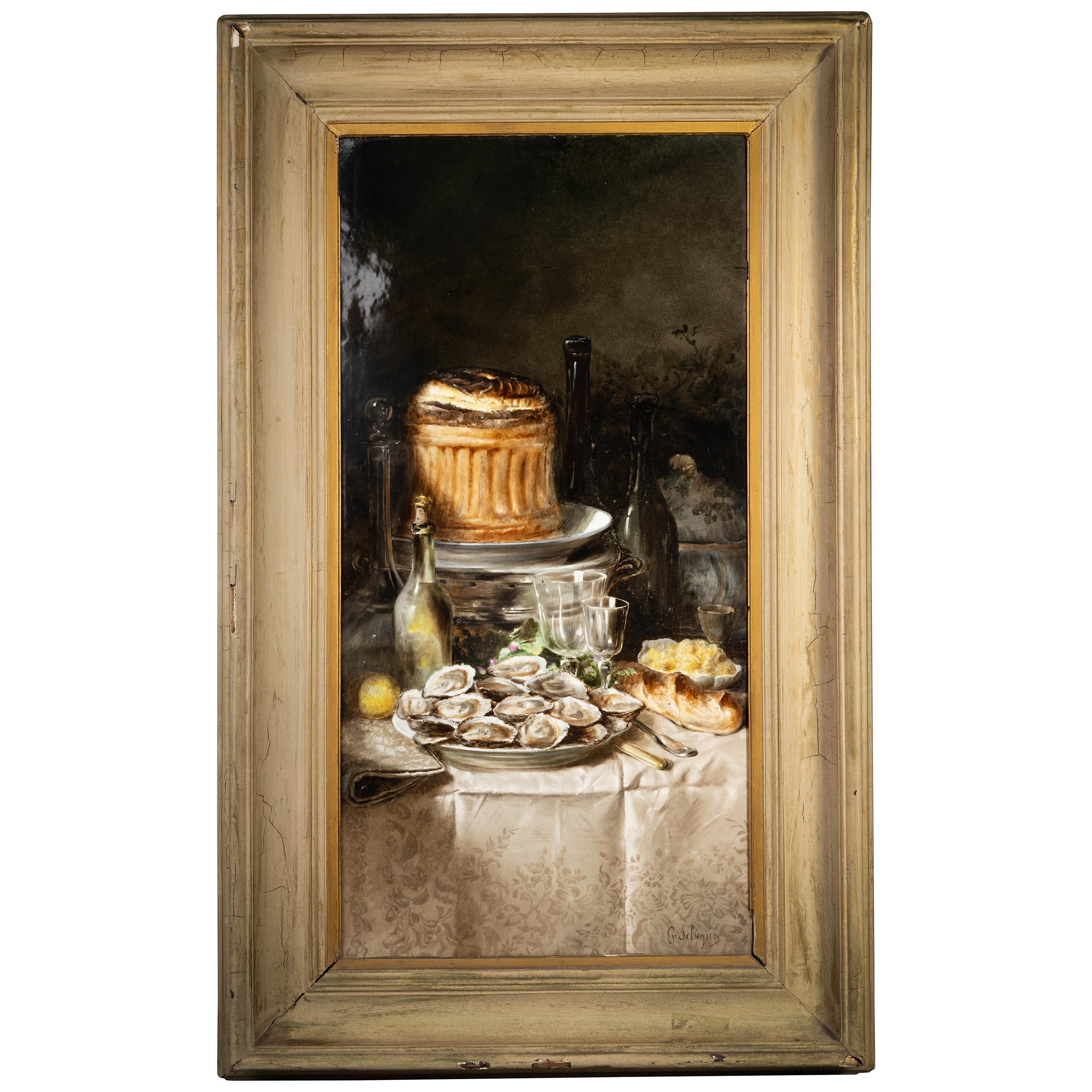 Large French Porcelain Still Life Plaque, circa 1870 For Sale