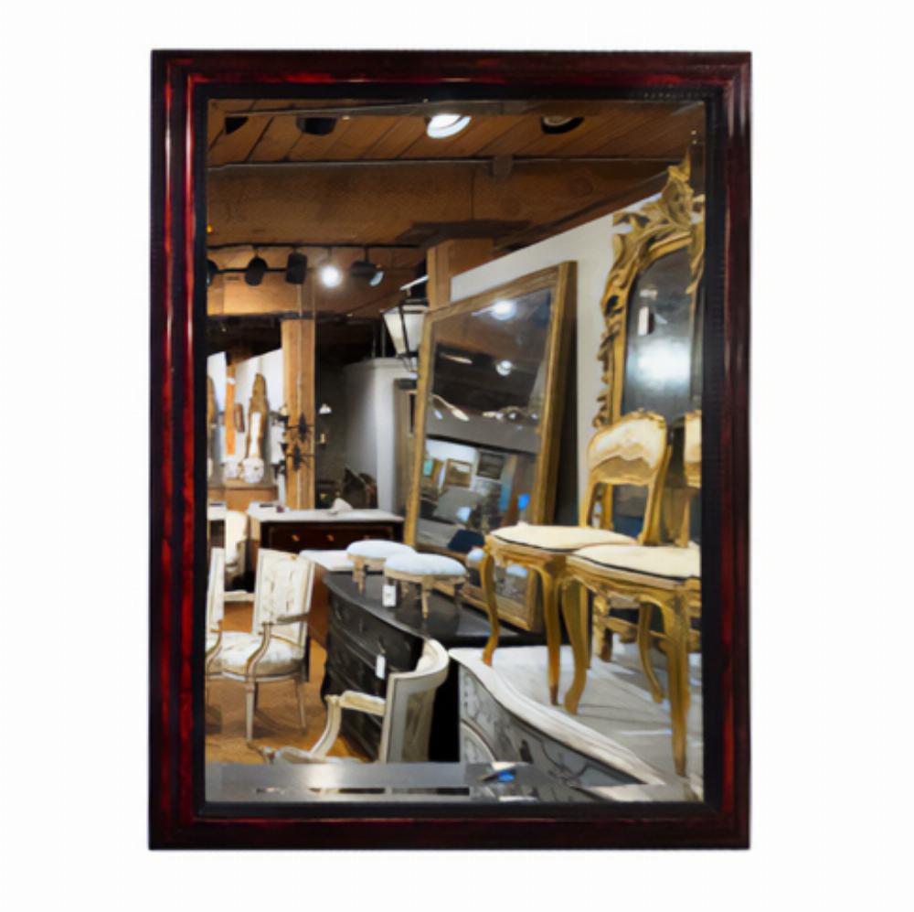 A large French ripple carved and faux tortoiseshell cushion mirror. For Sale 1
