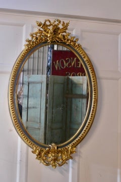 Large French Rococo Gilt Wall Mirror, Gesso Frame, Mid-19th Century