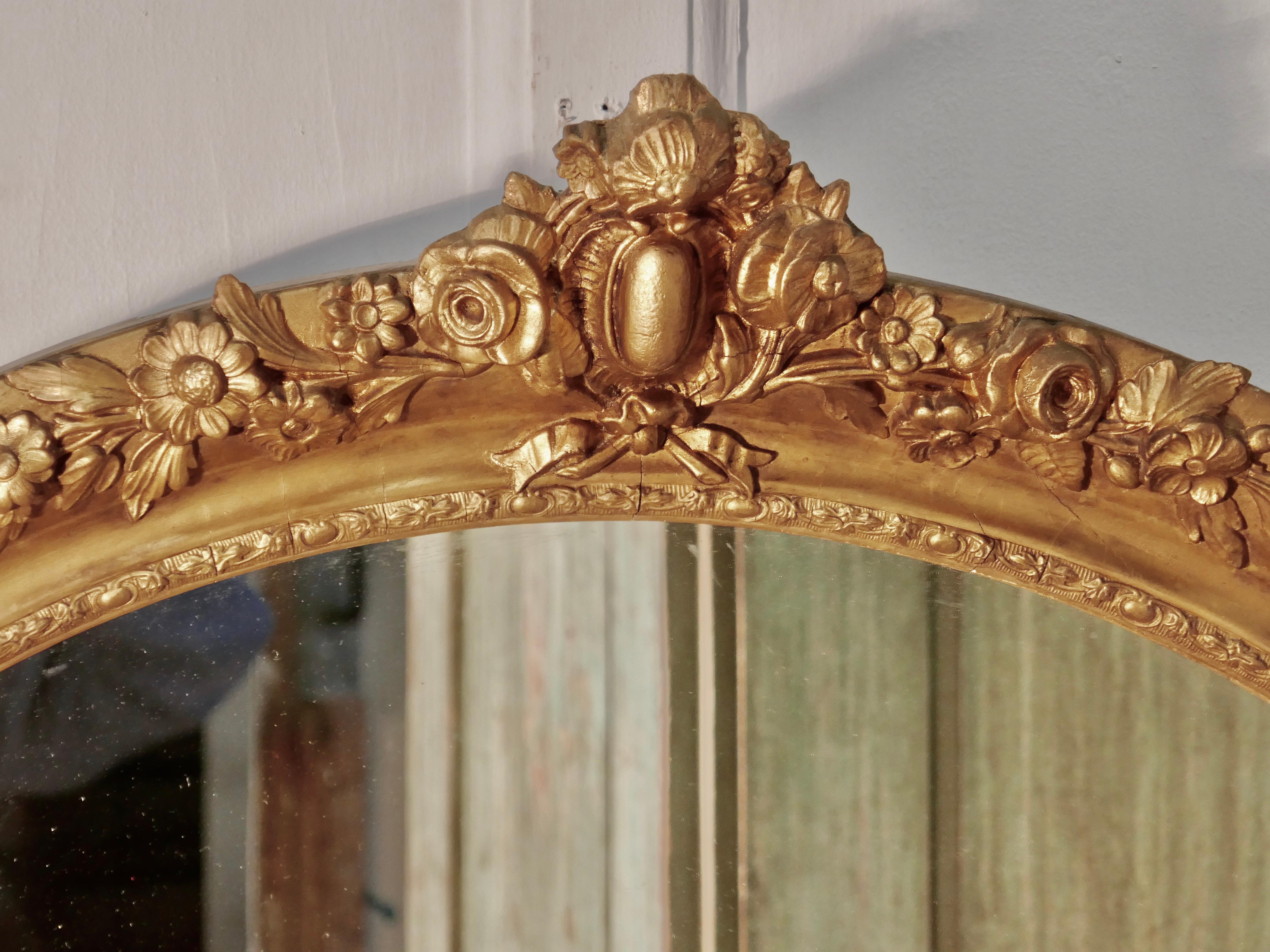 Large French Rococo Oval Gilt Wall Mirror In Good Condition In Chillerton, Isle of Wight