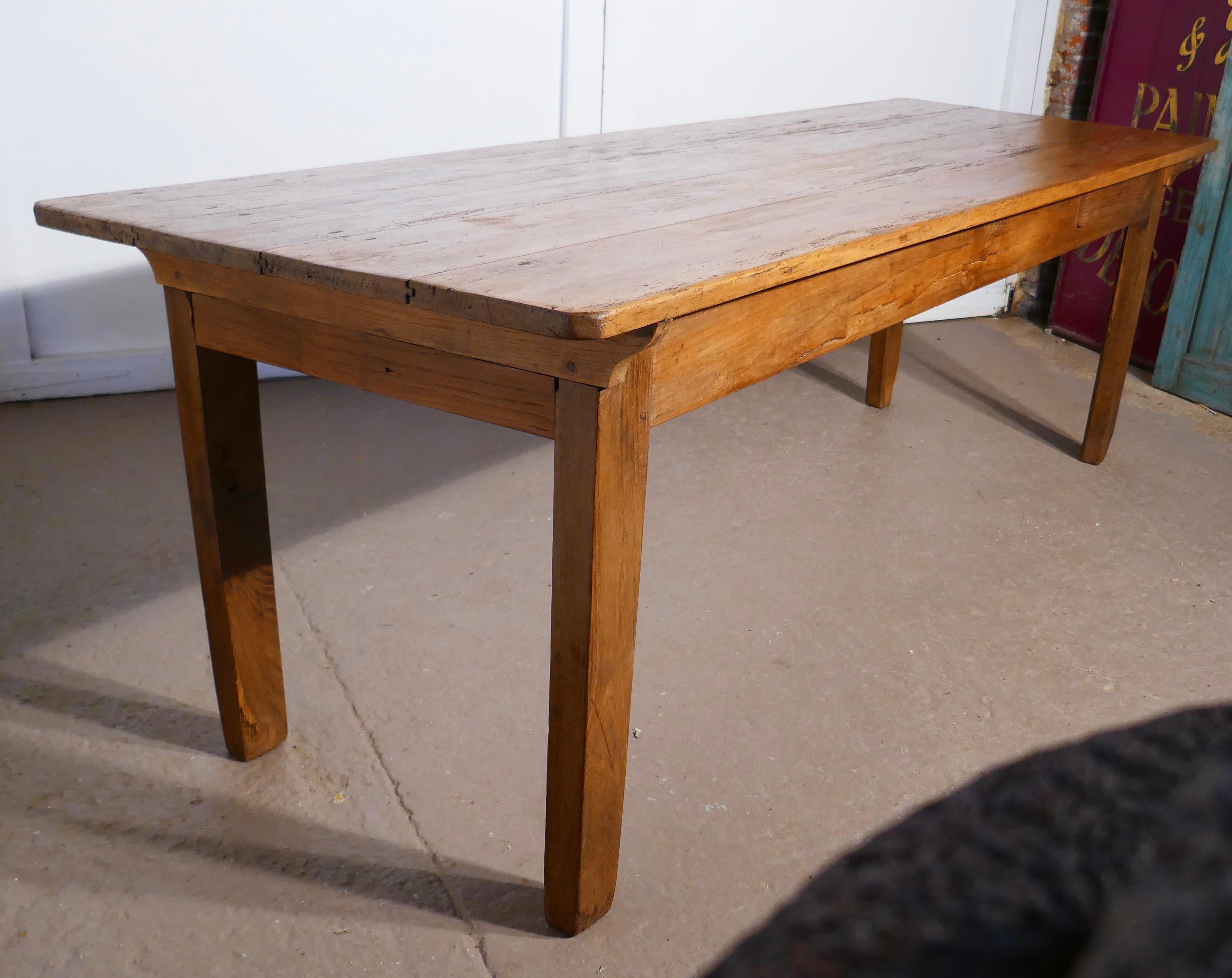 19th Century Large French Rustic Pine Table