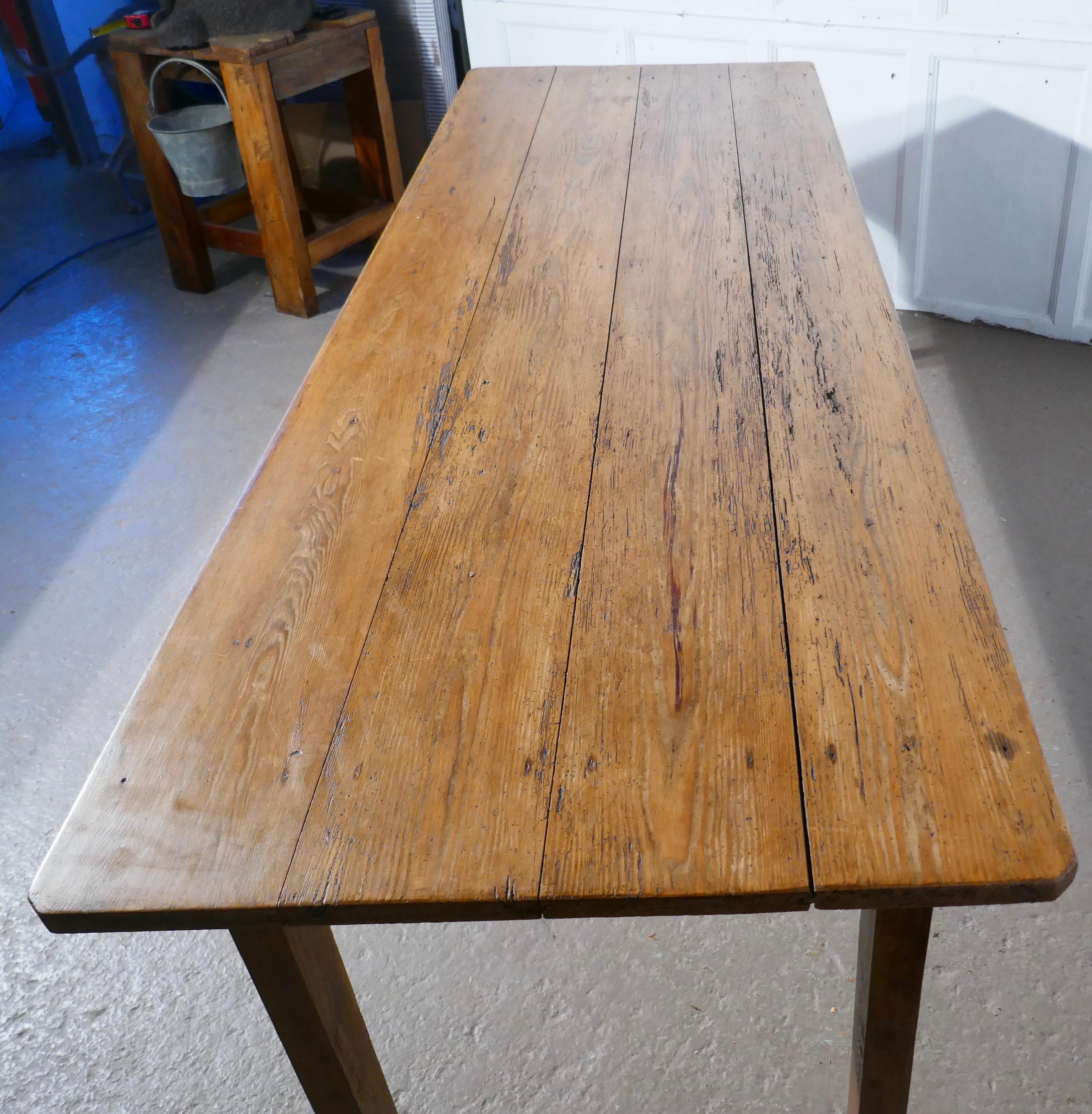 Large French Rustic Pine Table 1