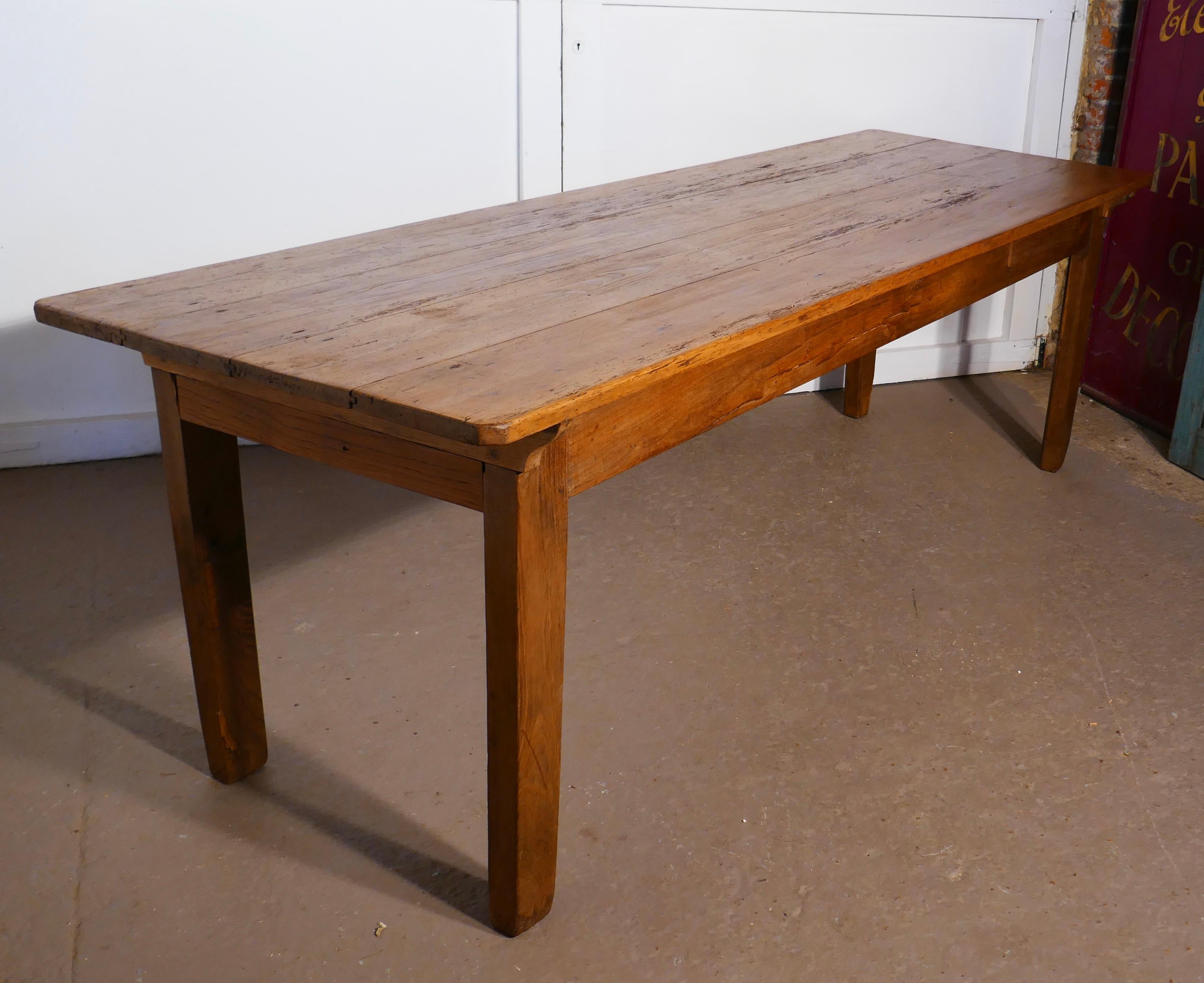 Large French Rustic Pine Table 4