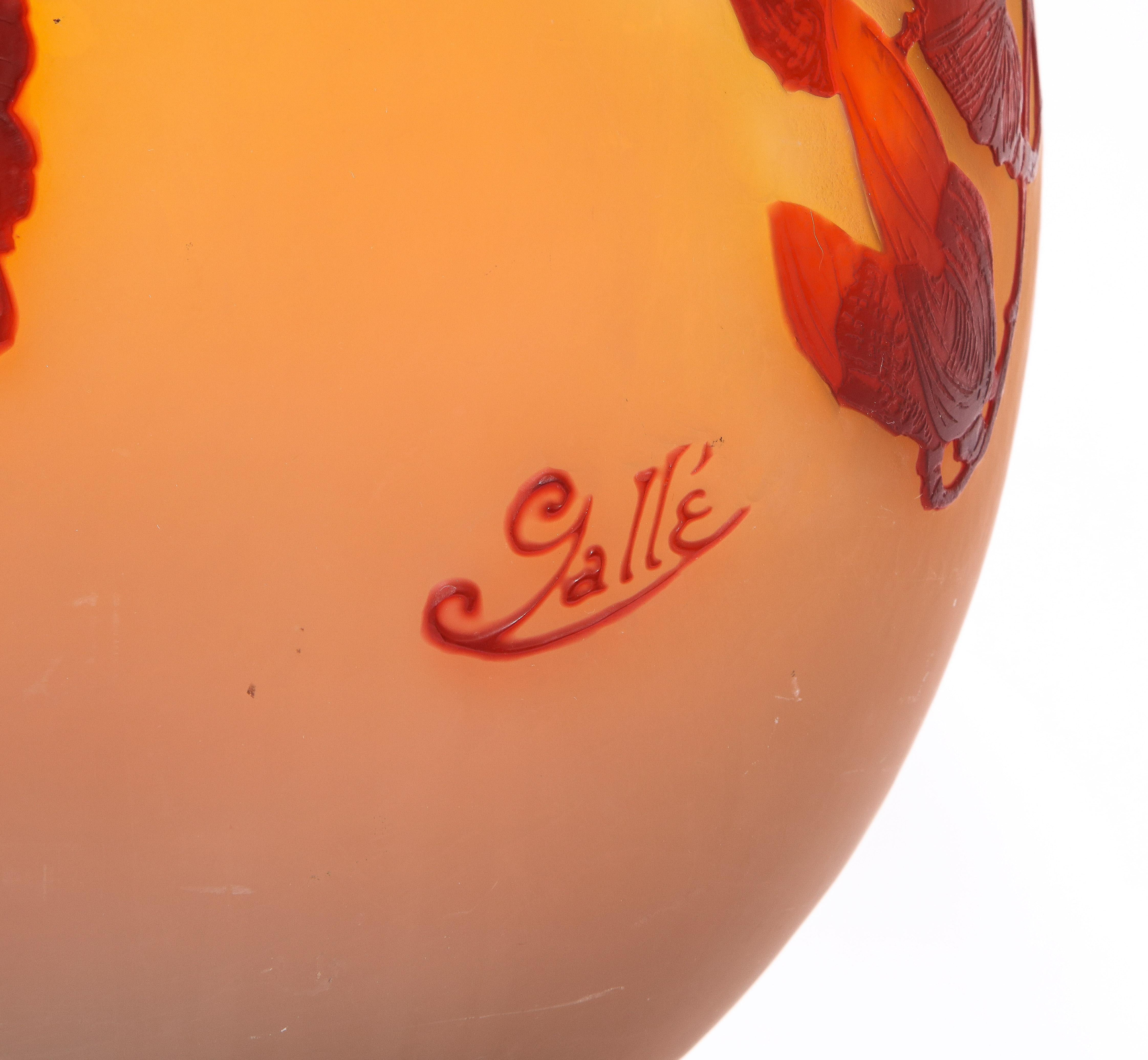 Grand vase français signé Emille Galle Souffle 