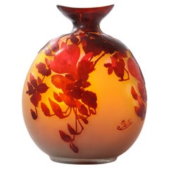 A Large French Signed Emille Galle Souffle "Sunset Flower" Vase