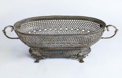 Large French Silver Plate Wicker Centerpiece Christofle 19th Century