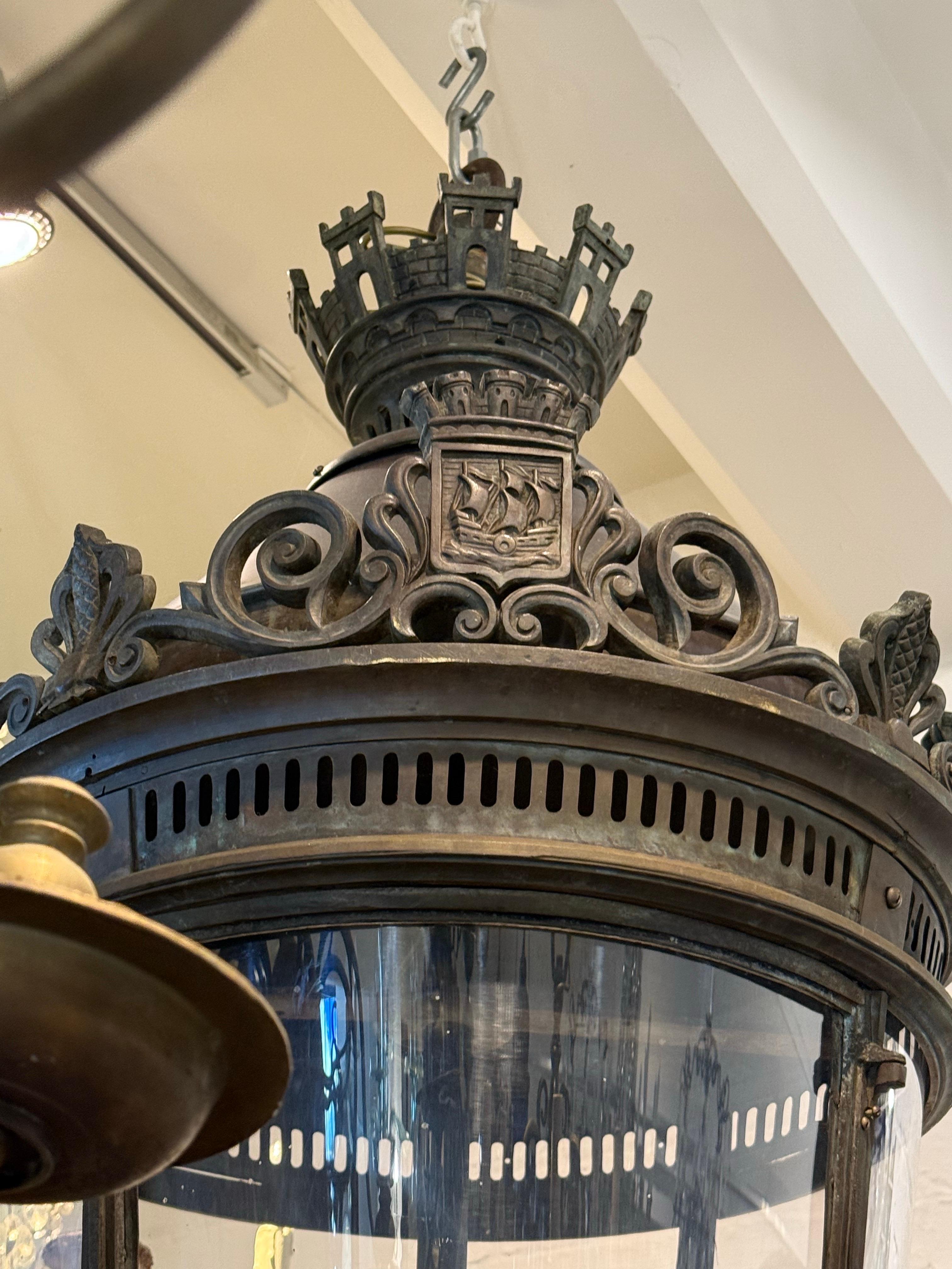 A Large French Style Solid Cast Bronze Ship's Lantern
After the 19th Century French, 