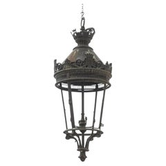 A Large French Style Solid Cast Bronze Ship's Lantern