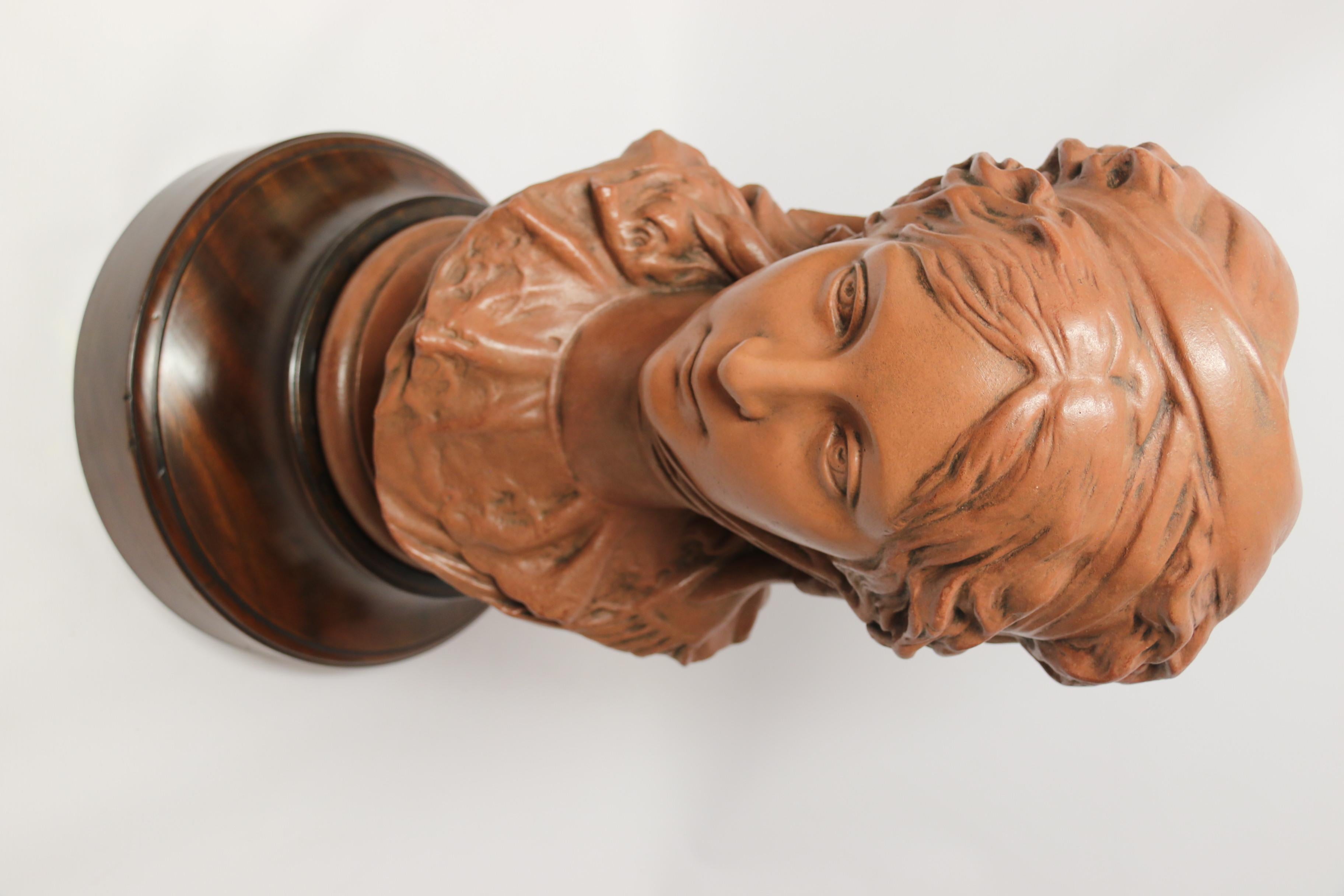 Large French terracotta bust of Queen Luise of Prussia on a stand, circa 1910 For Sale 6
