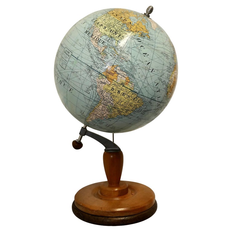 Globe terrestre vintage en carton par Globes Taride, France 1960