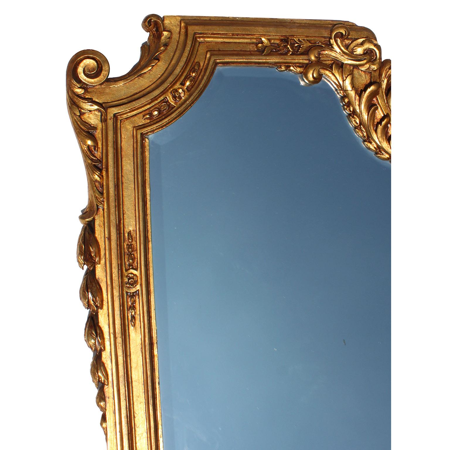 Beveled A Large French Transition Louis XIV/XV Style Belle Époque Giltwood Carved Mirror For Sale