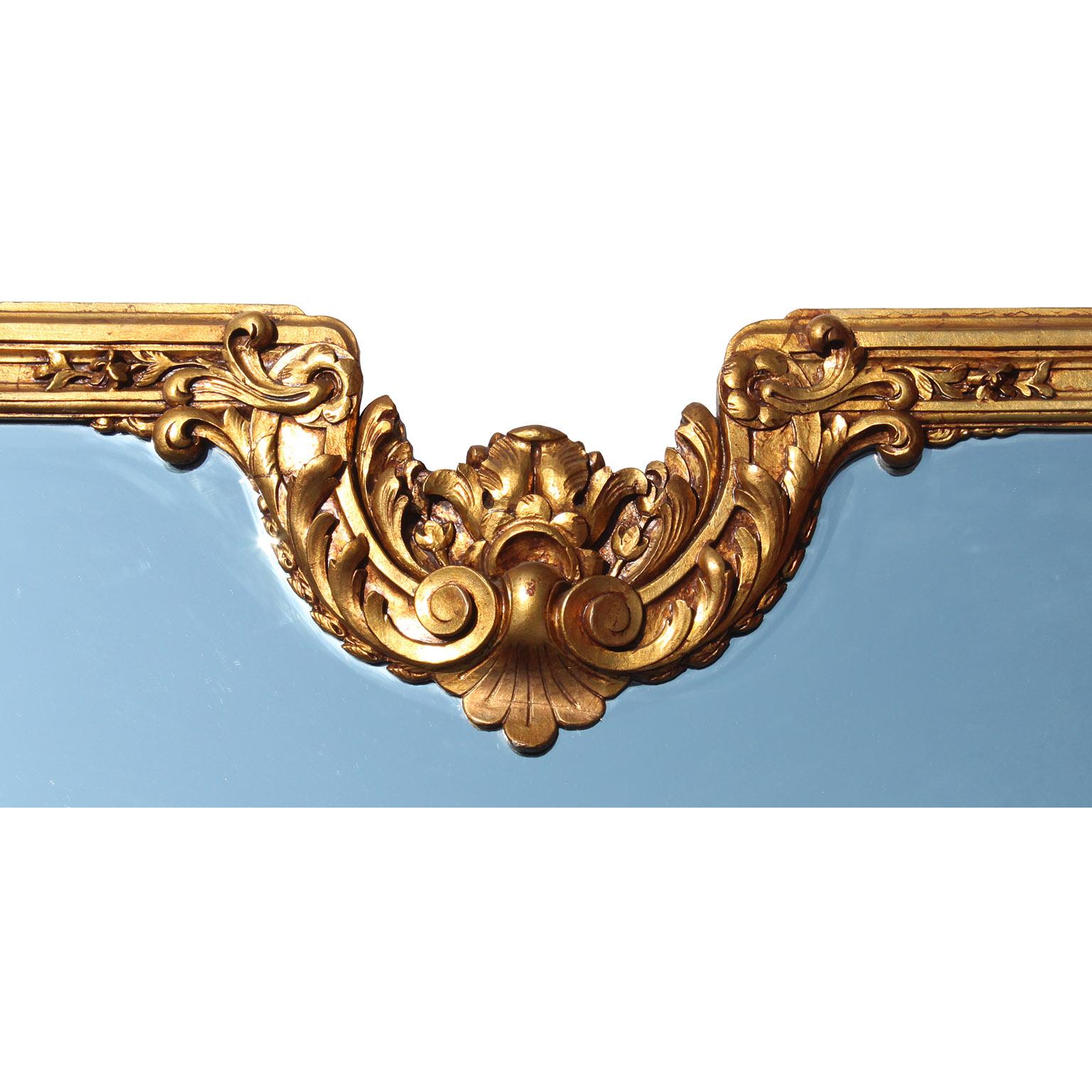 A Large French Transition Louis XIV/XV Style Belle Époque Giltwood Carved Mirror In Good Condition For Sale In Los Angeles, CA