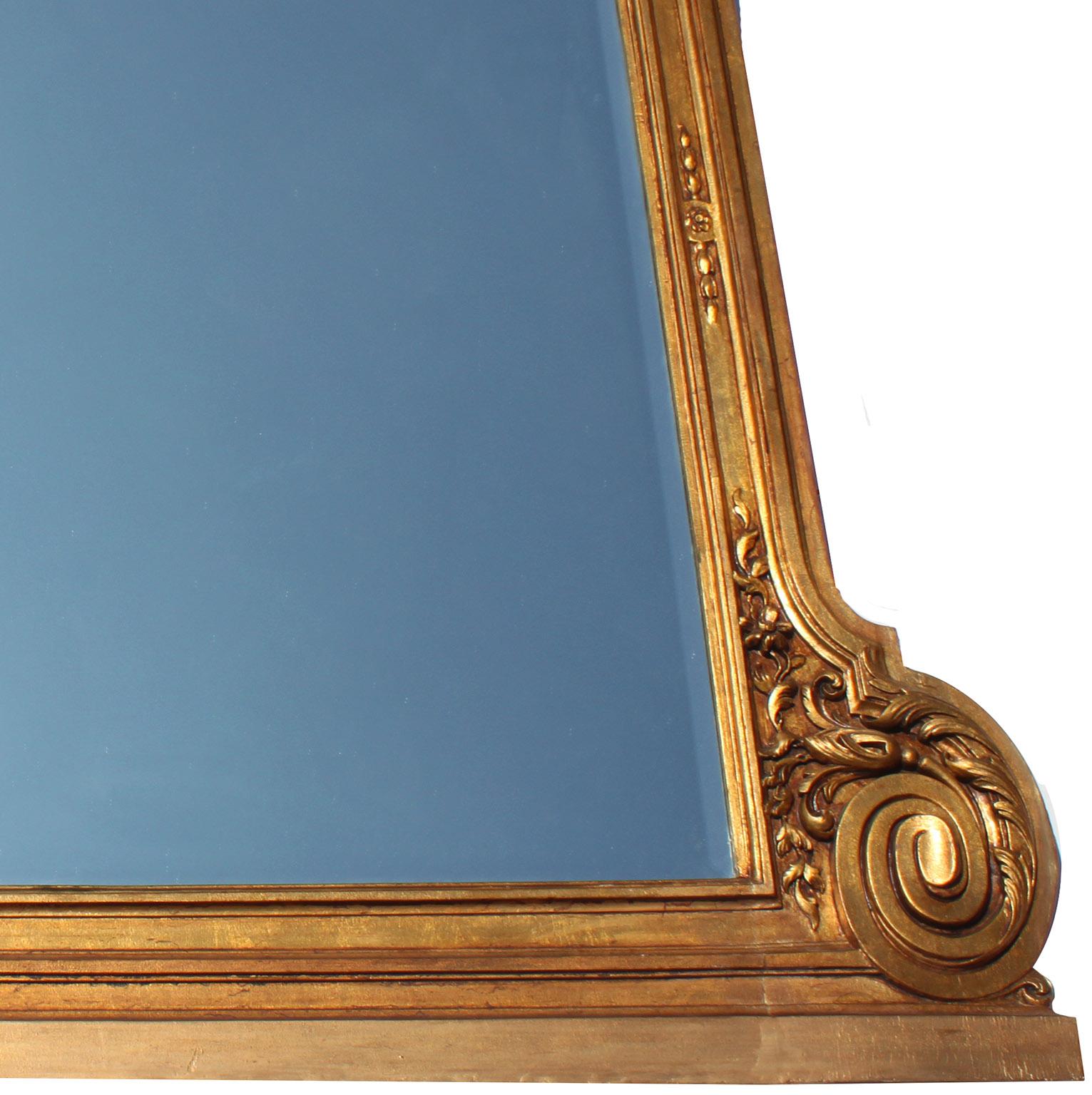A Large French Transition Louis XIV/XV Style Belle Époque Giltwood Carved Mirror For Sale 2