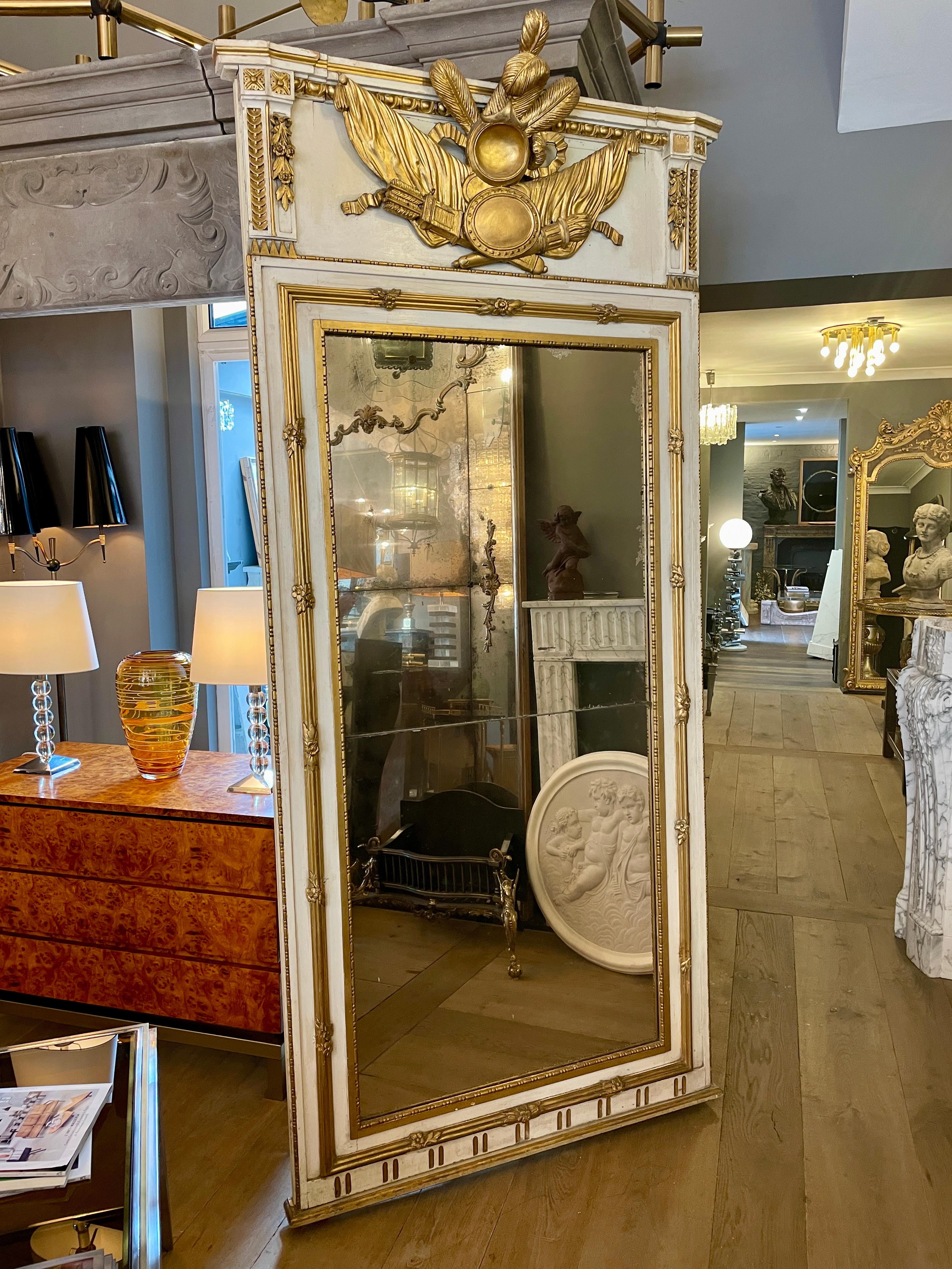 Large French Trumeau Parcel Gilt Mirror In Good Condition In London, GB