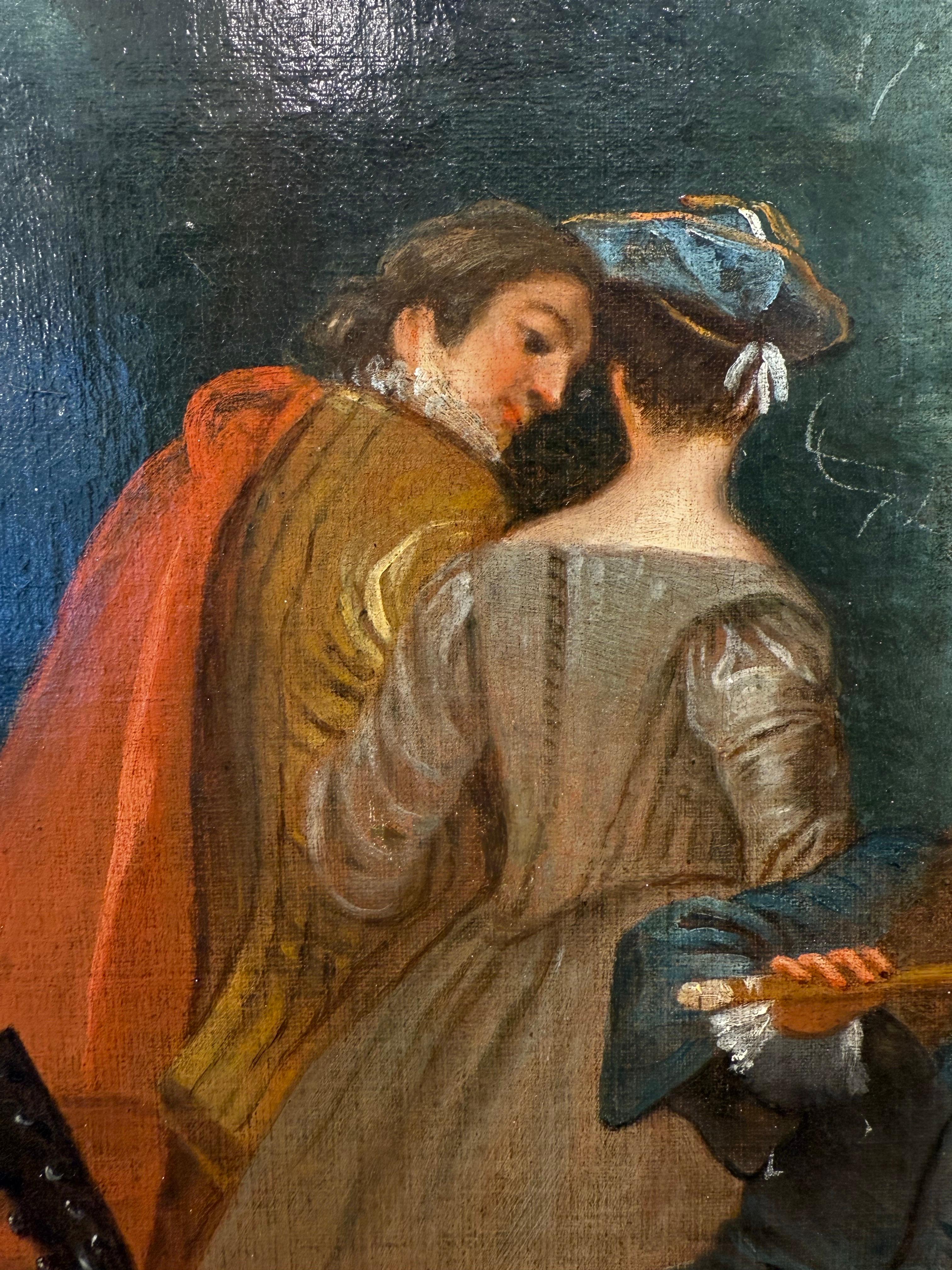 Grande peinture à l'huile sur toile encadrée de bois, XVIIIe siècle en vente 3