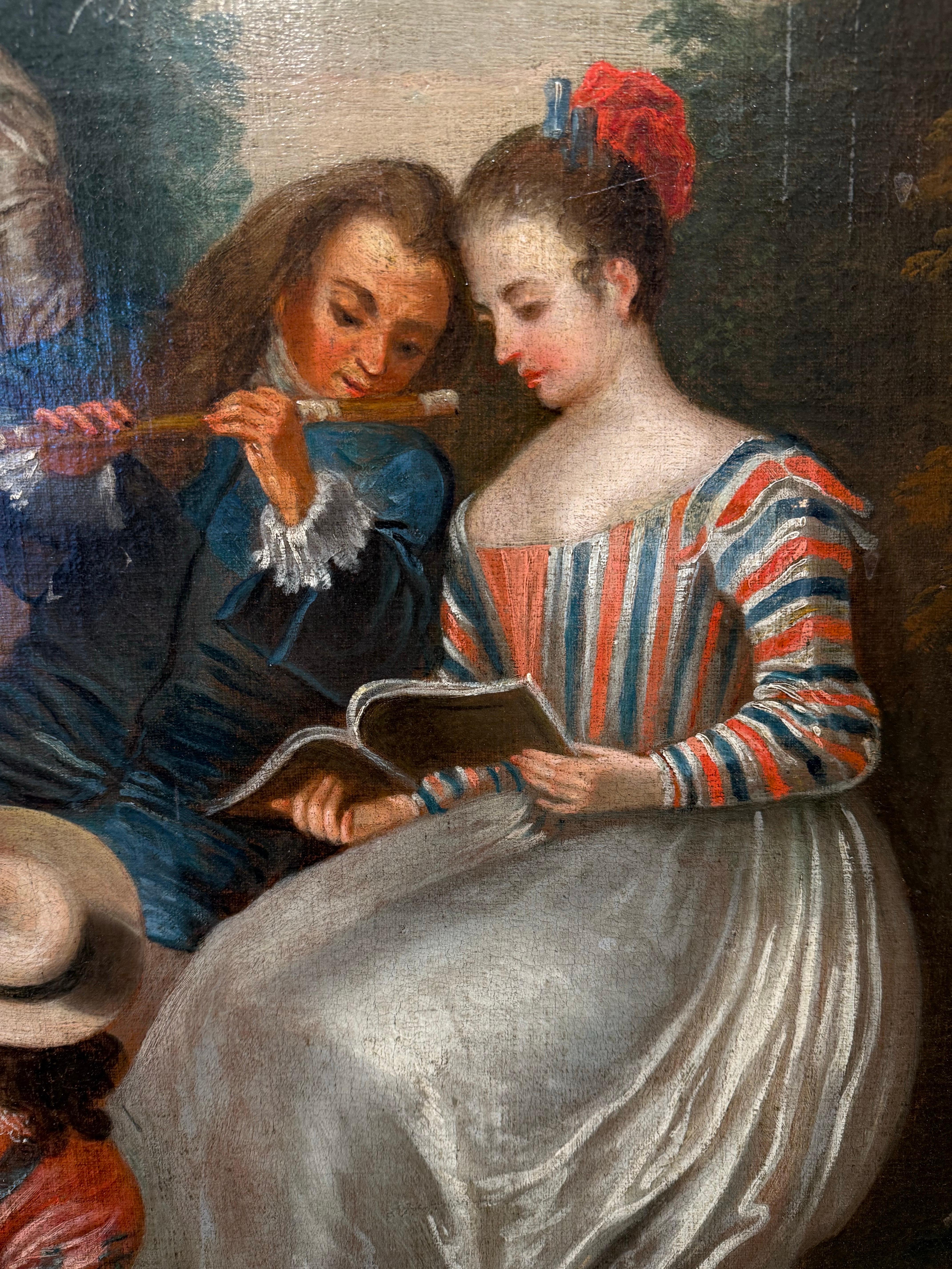Grande peinture à l'huile sur toile encadrée de bois, XVIIIe siècle en vente 4